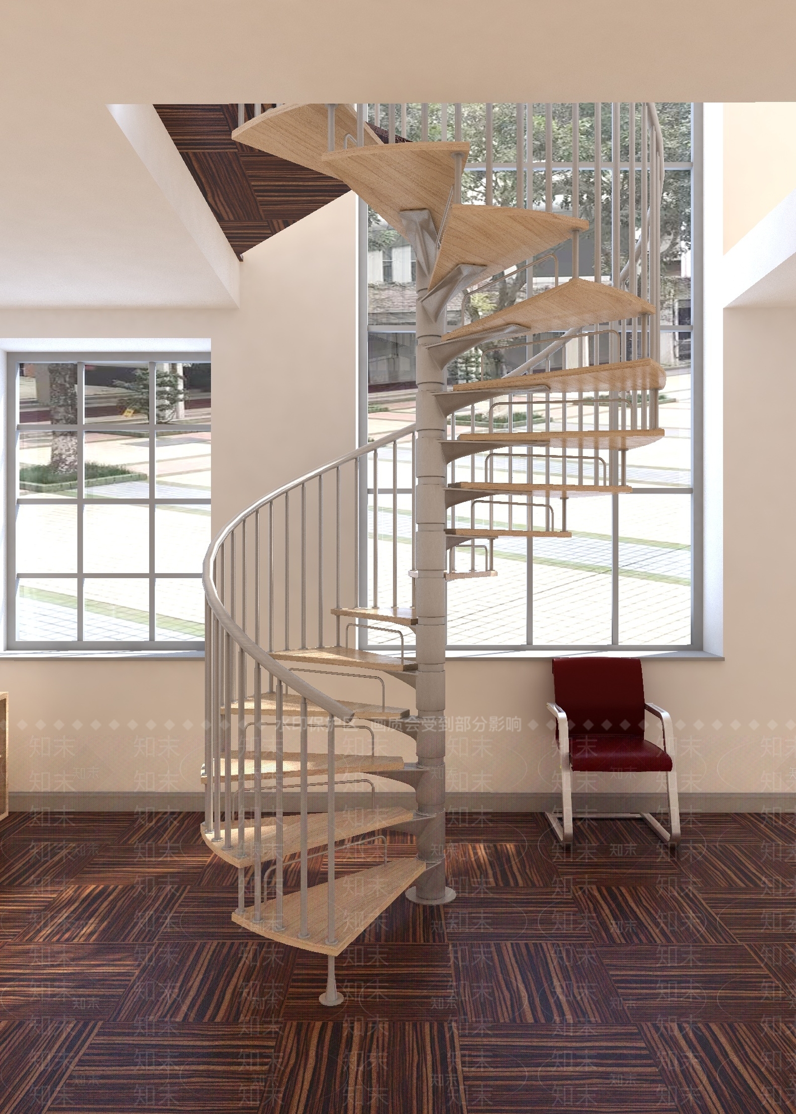 中式木质楼梯模型旋转转楼梯3D模型下载【ID:935284452】