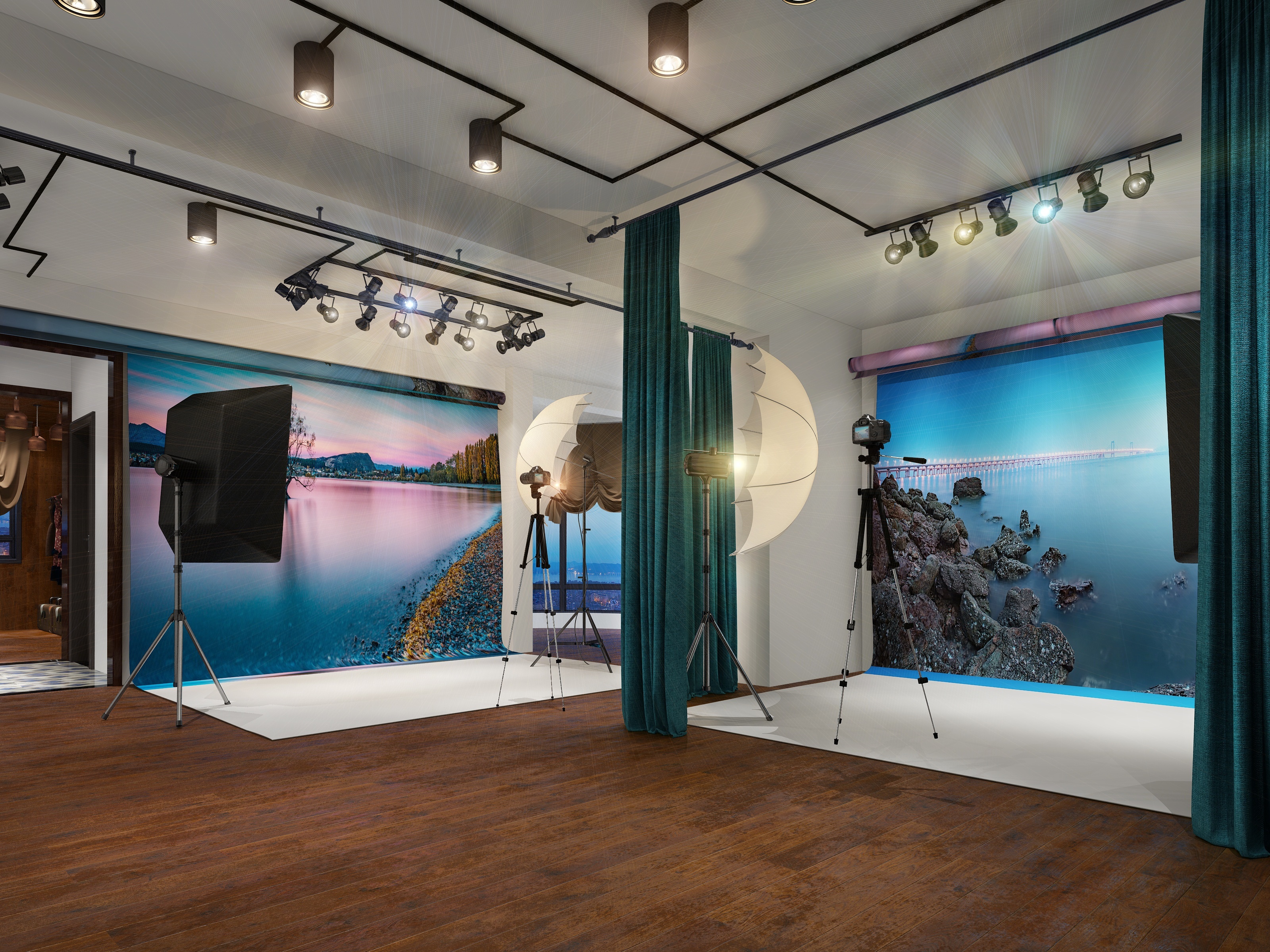 工业风 影棚 化妆间 摄影机