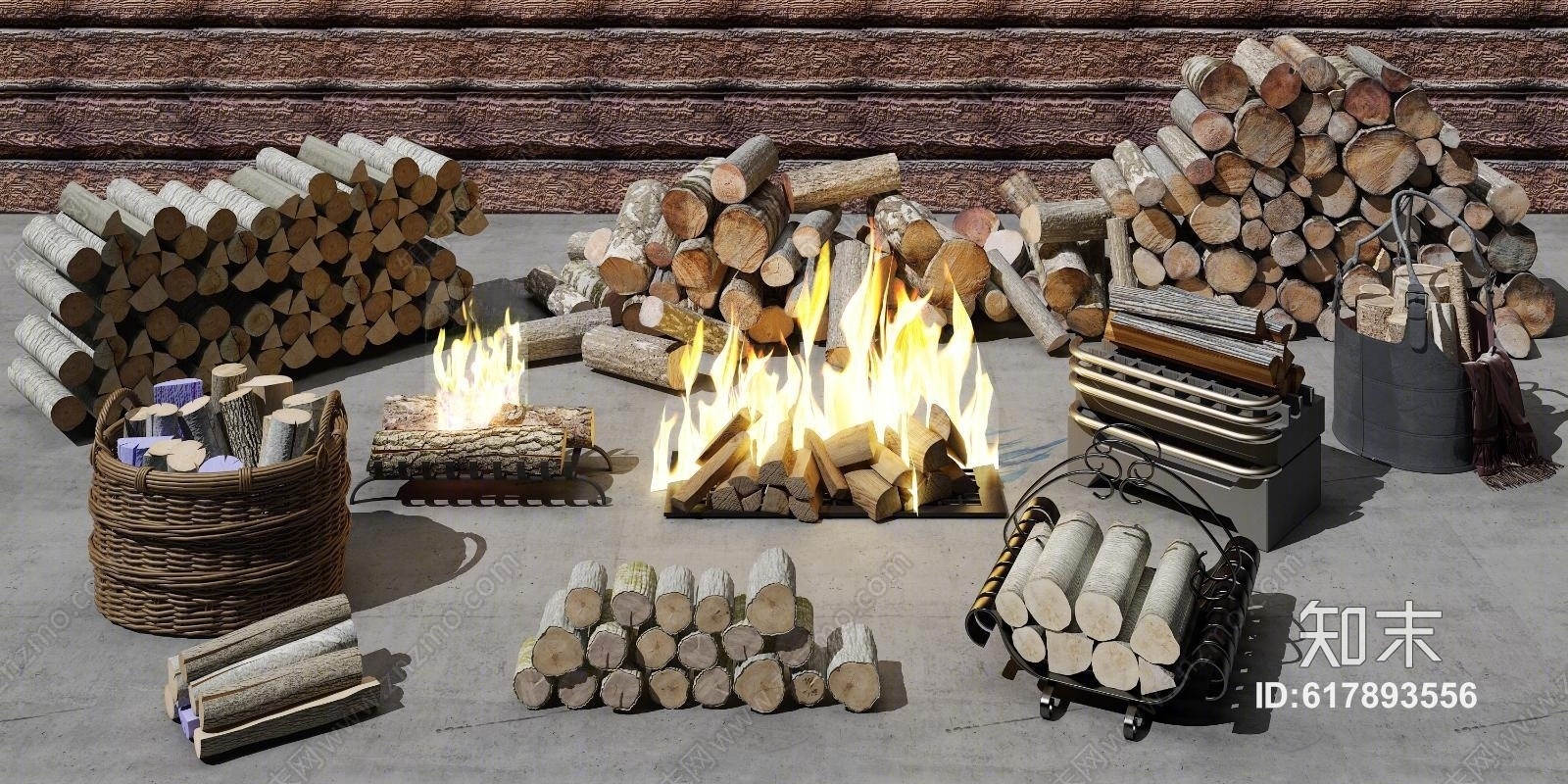 木材堆摆件组合3D模型下载【ID:617893556】