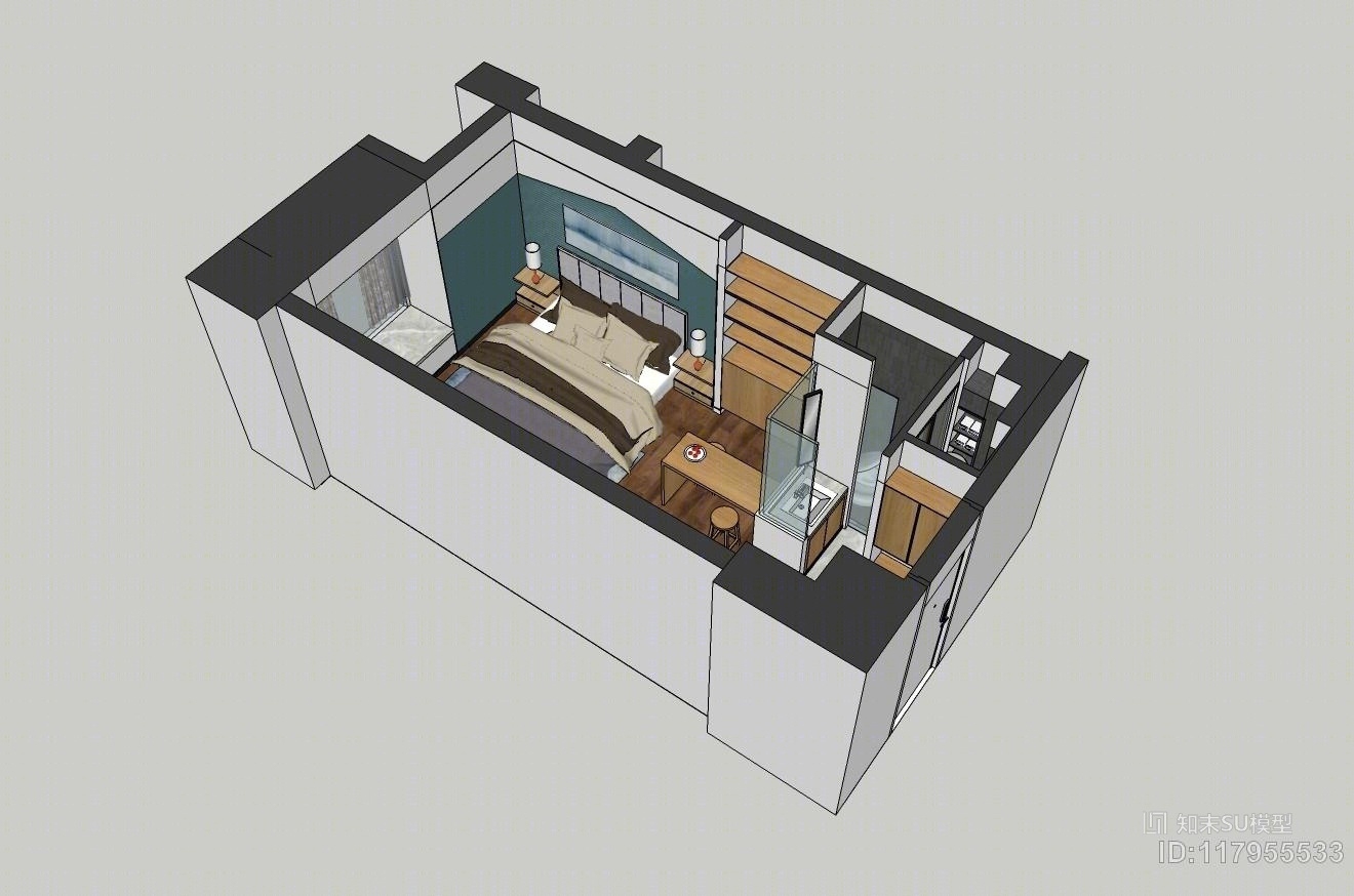 现代单身公寓SU模型下载【ID:117955533】