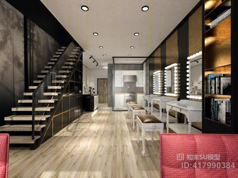 现代风格美甲工作室SU模型下载【ID:417990384】
