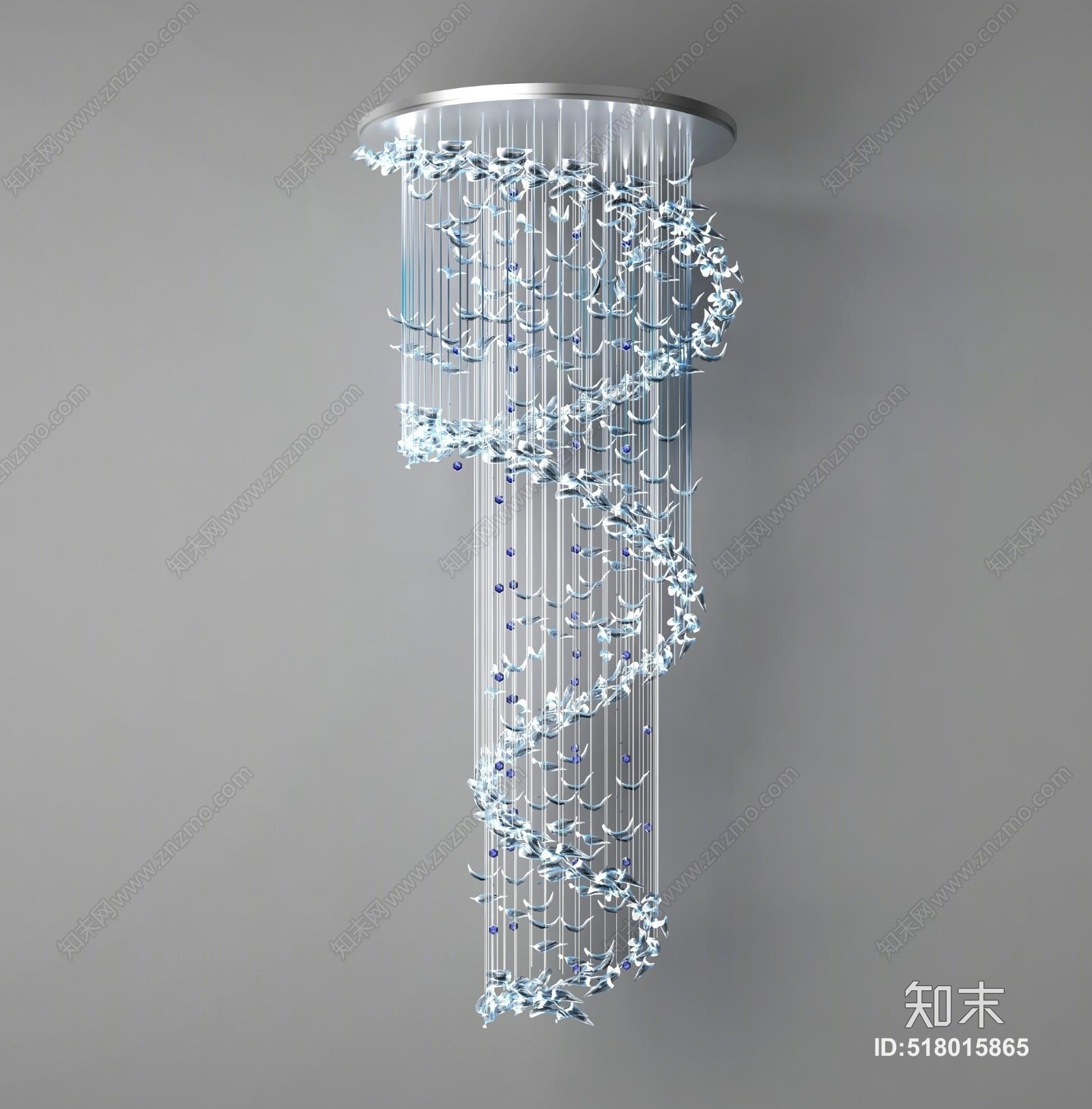 现代中空客厅吊灯3D模型下载【ID:518015865】