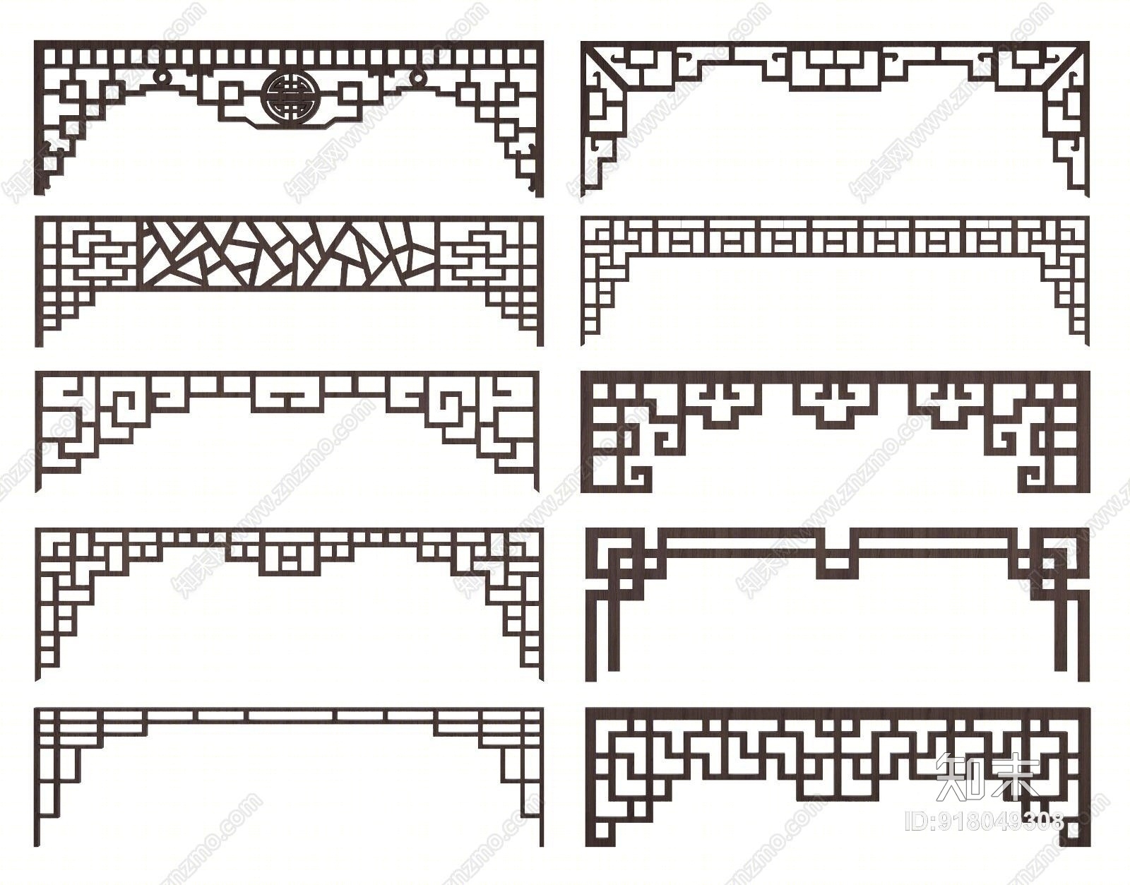 中式角花隔断组合3D模型下载【ID:918049308】