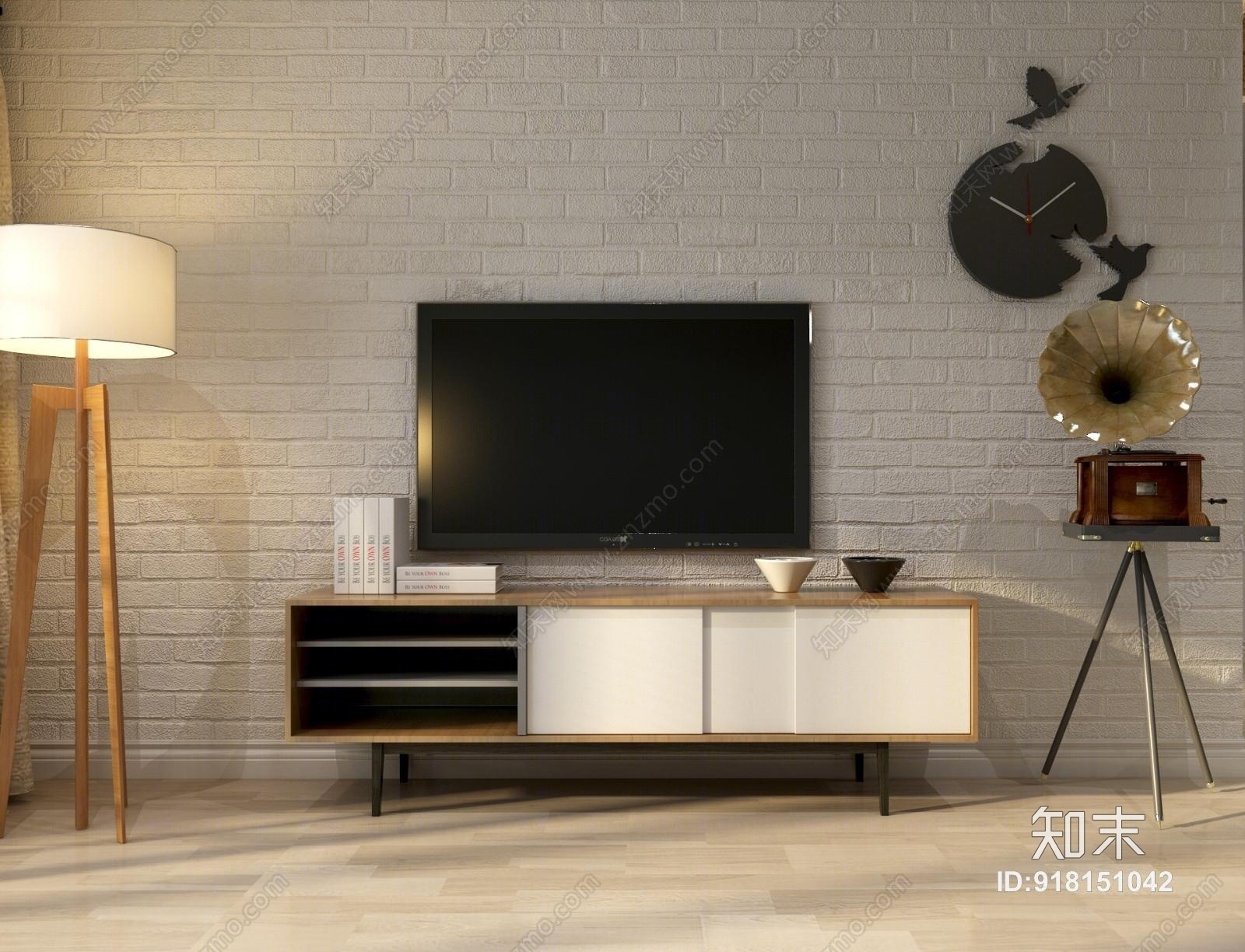 工业混搭电视柜背景3D模型下载【ID:918151042】