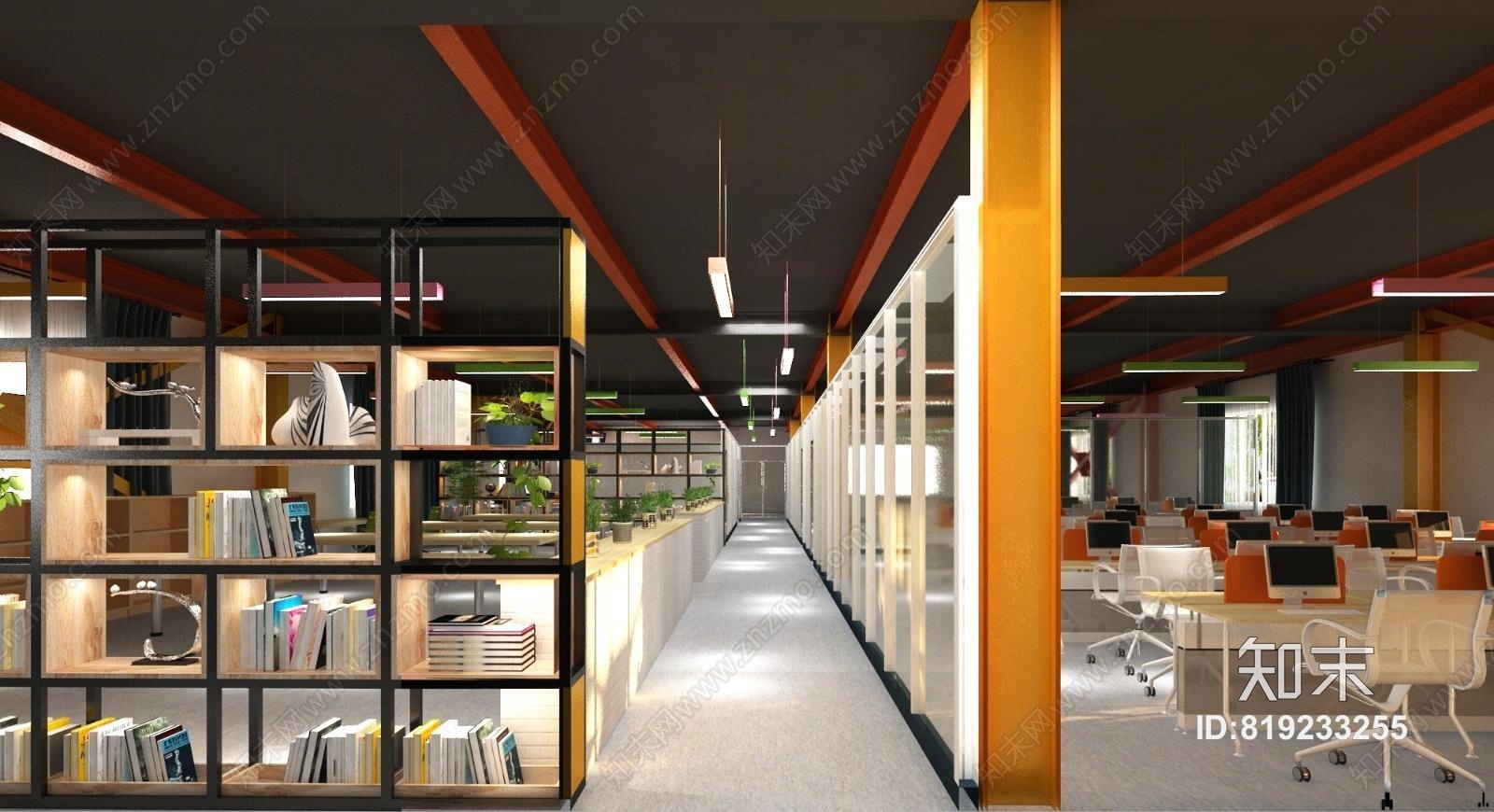 现代学校图书馆3D模型下载【ID:819233255】