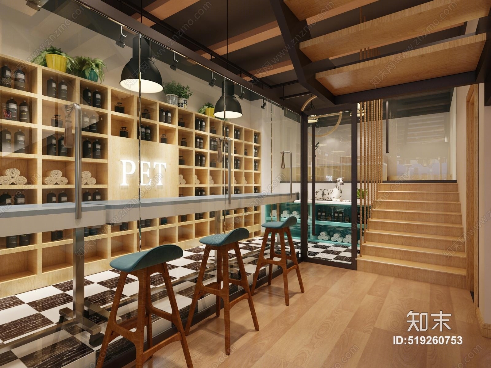 北欧简约宠物店门头3D模型下载【ID:519260753】