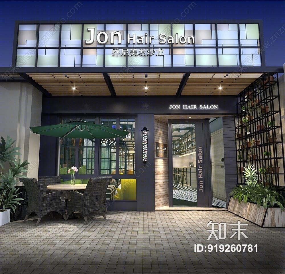 工业风理发店门店3D模型下载【ID:919260781】