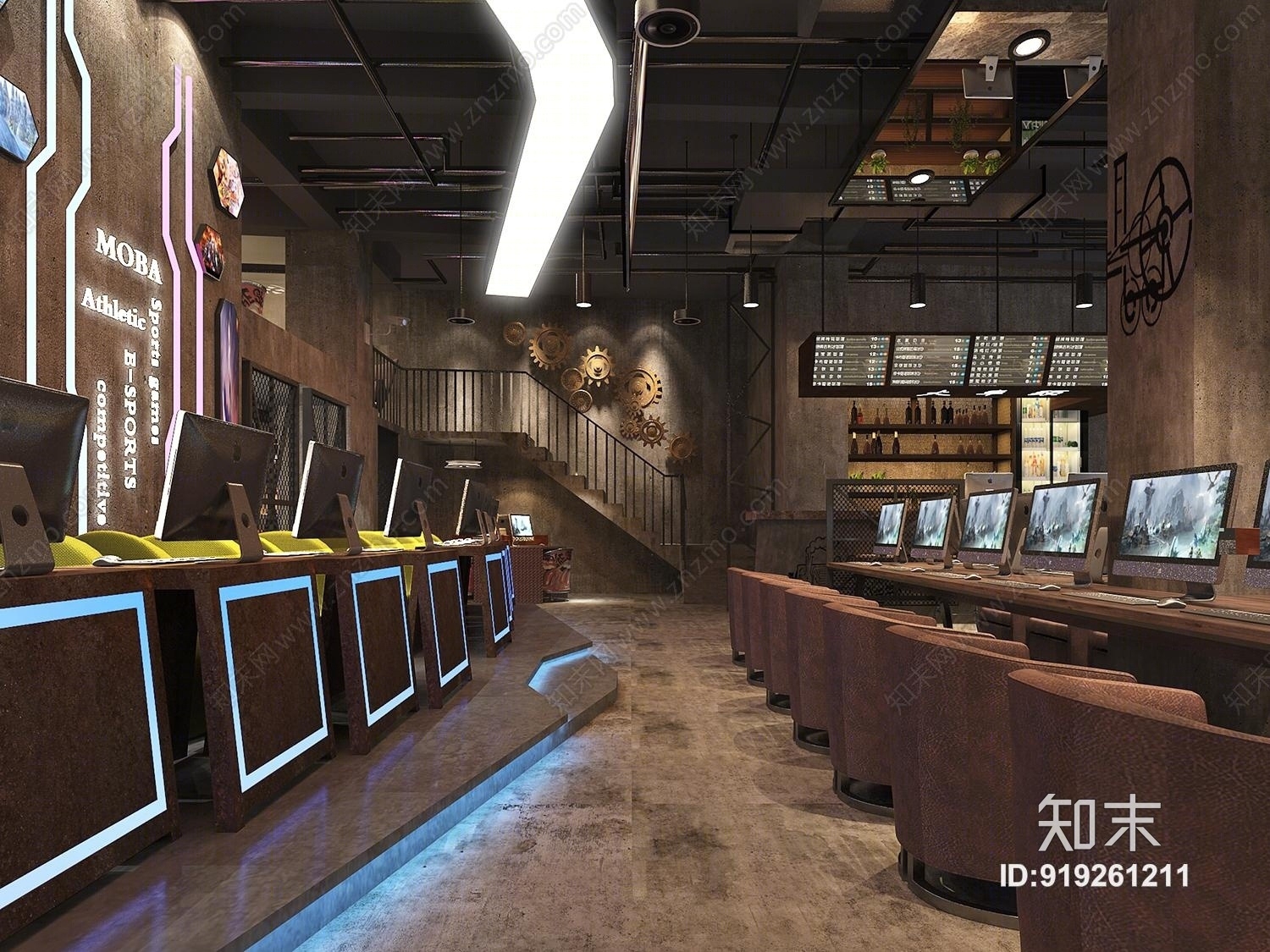 工业风网咖3D模型下载【ID:919261211】