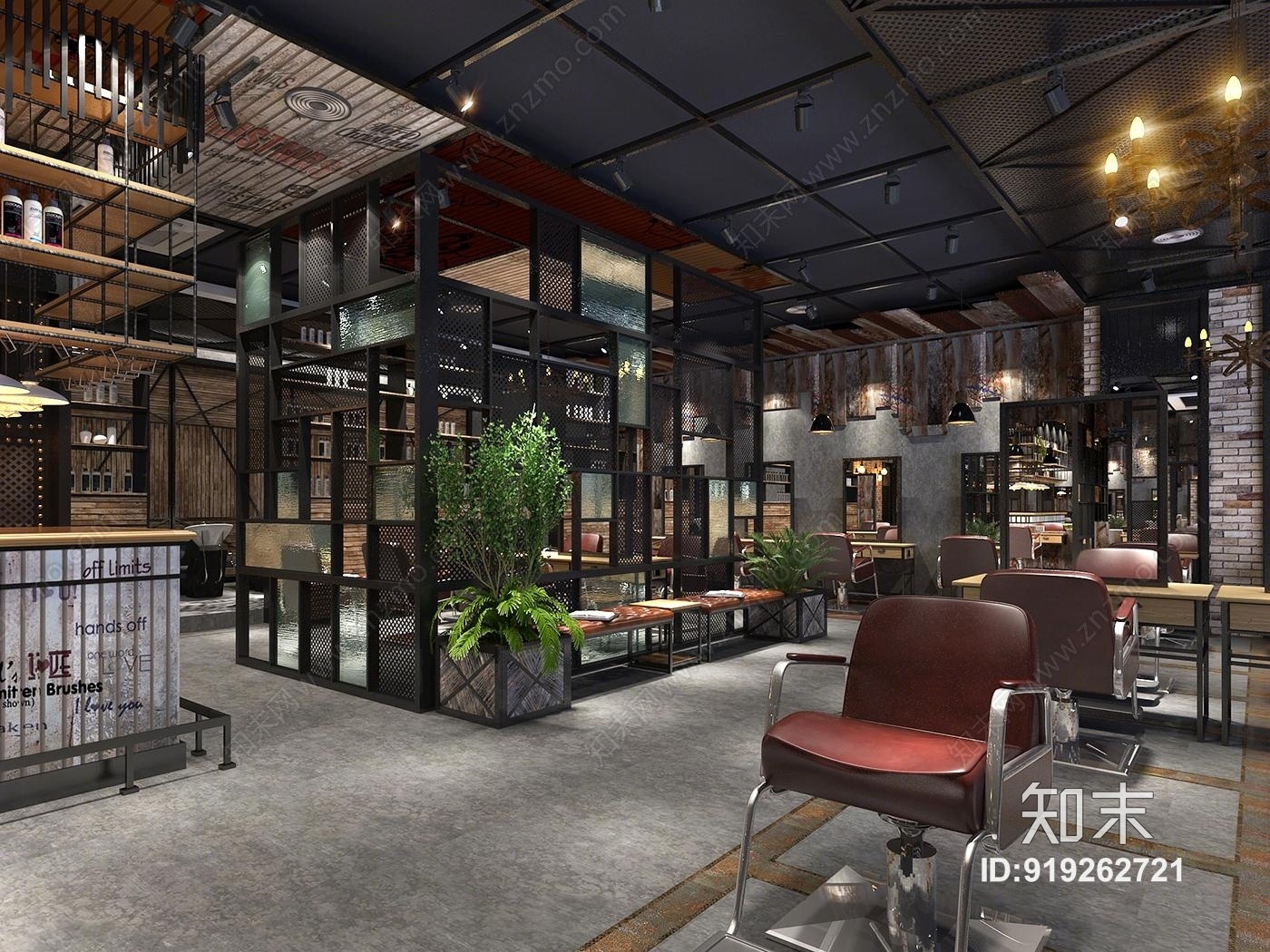 工业风理发店3D模型下载【ID:919262721】