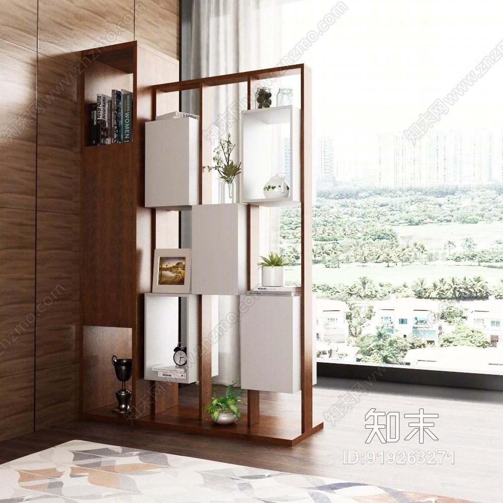 现代玄关柜装饰柜饰品地毯3D模型下载【ID:919263271】