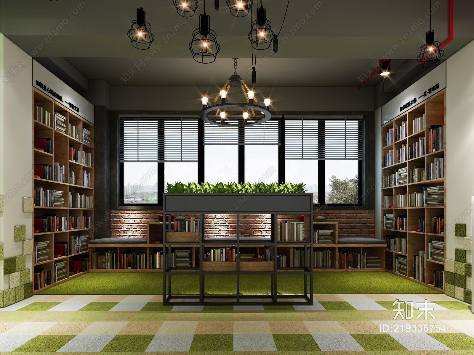 工业风书吧接待厅3D模型下载【ID:219336754】