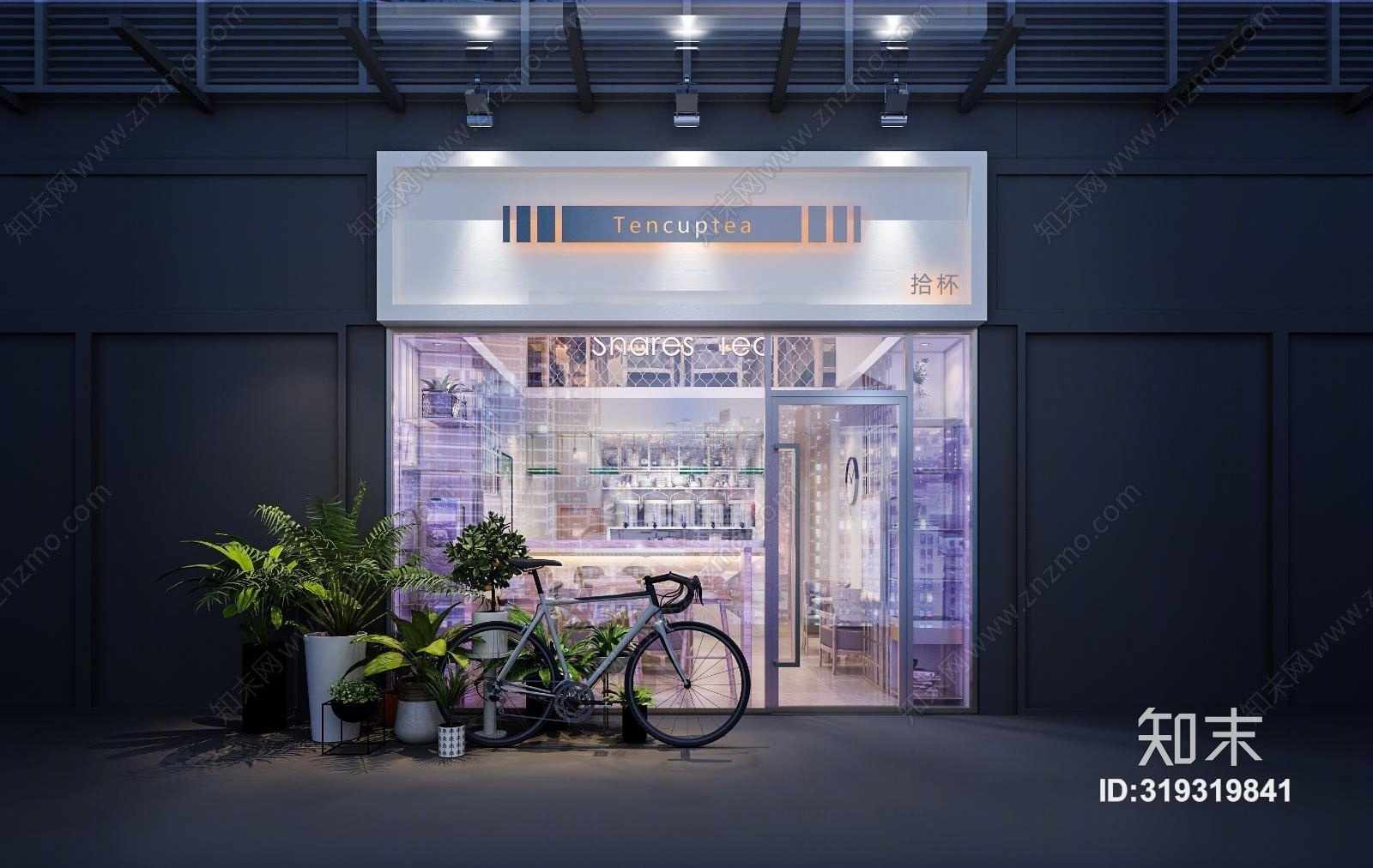 北欧茶饮店收银台门头吧台3D模型下载【ID:319319841】