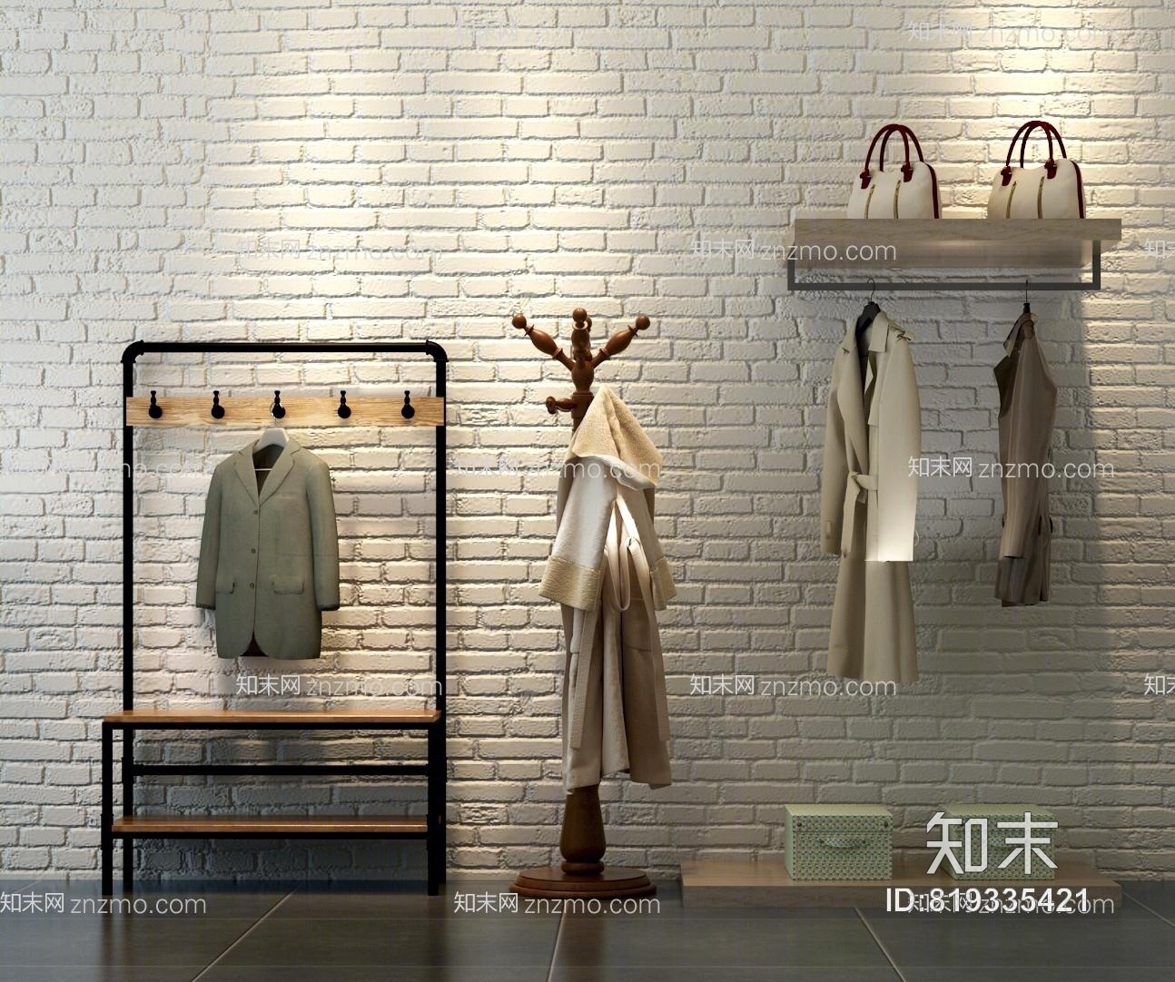 工业风衣架3D模型下载【ID:819335421】