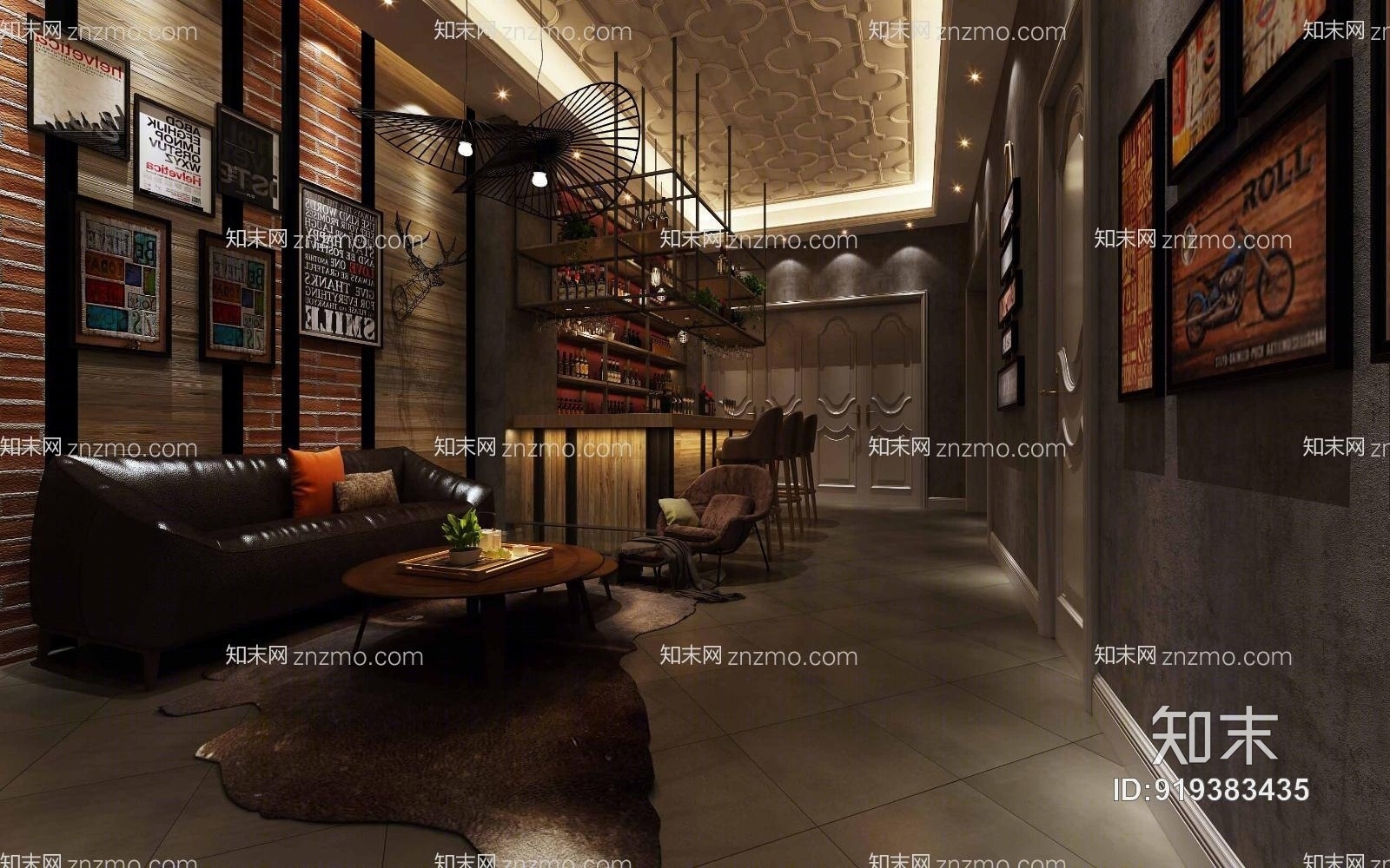 工业风休闲会所3D模型下载【ID:919383435】