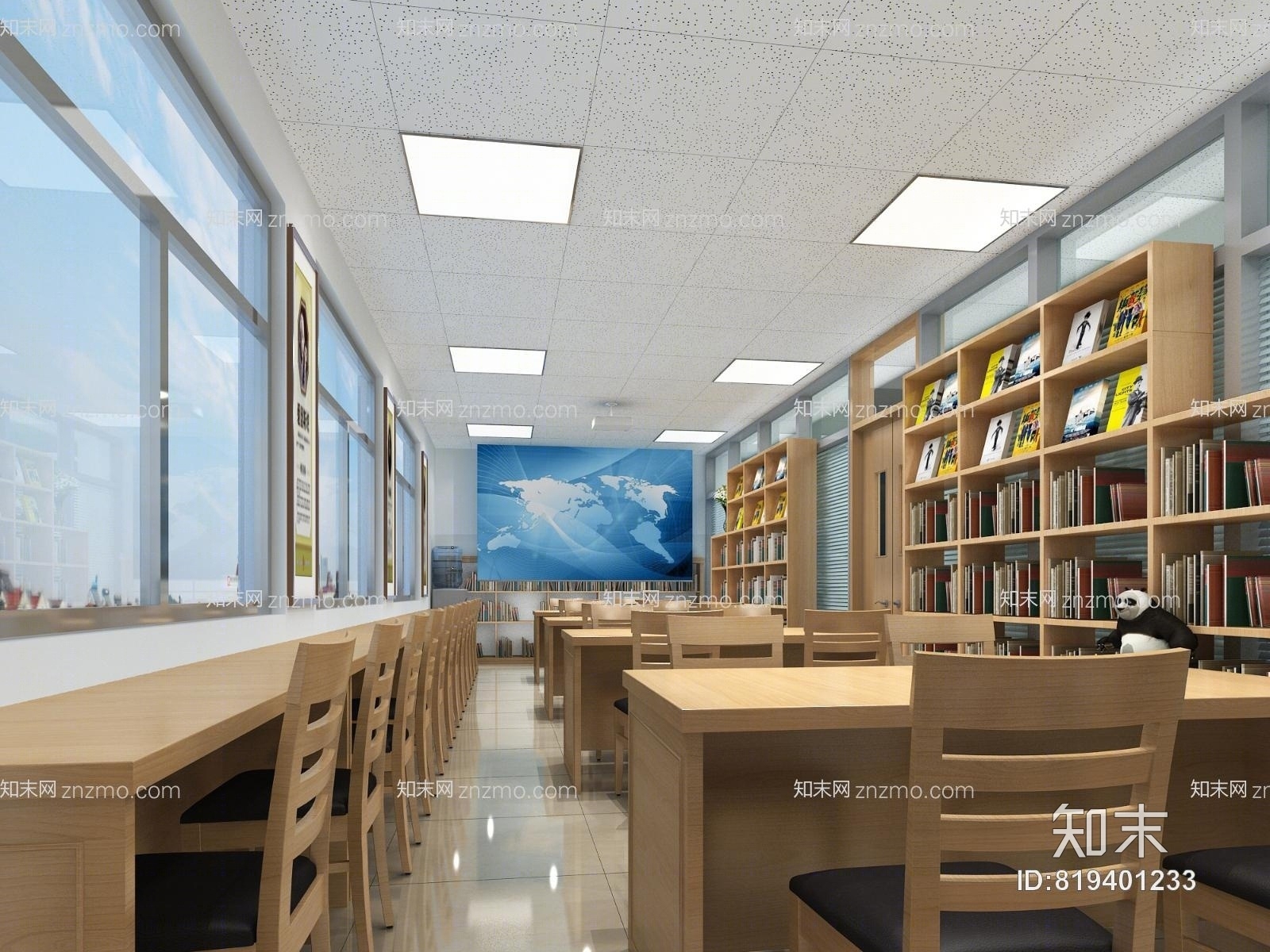 现代图书馆3D模型下载【ID:819401233】