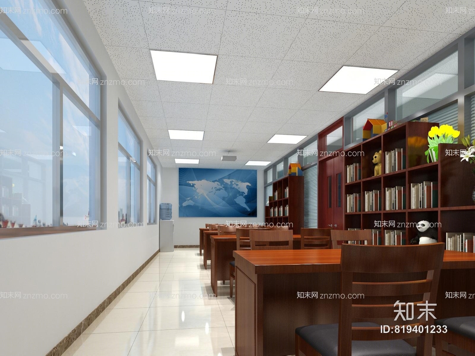 现代图书馆3D模型下载【ID:819401233】