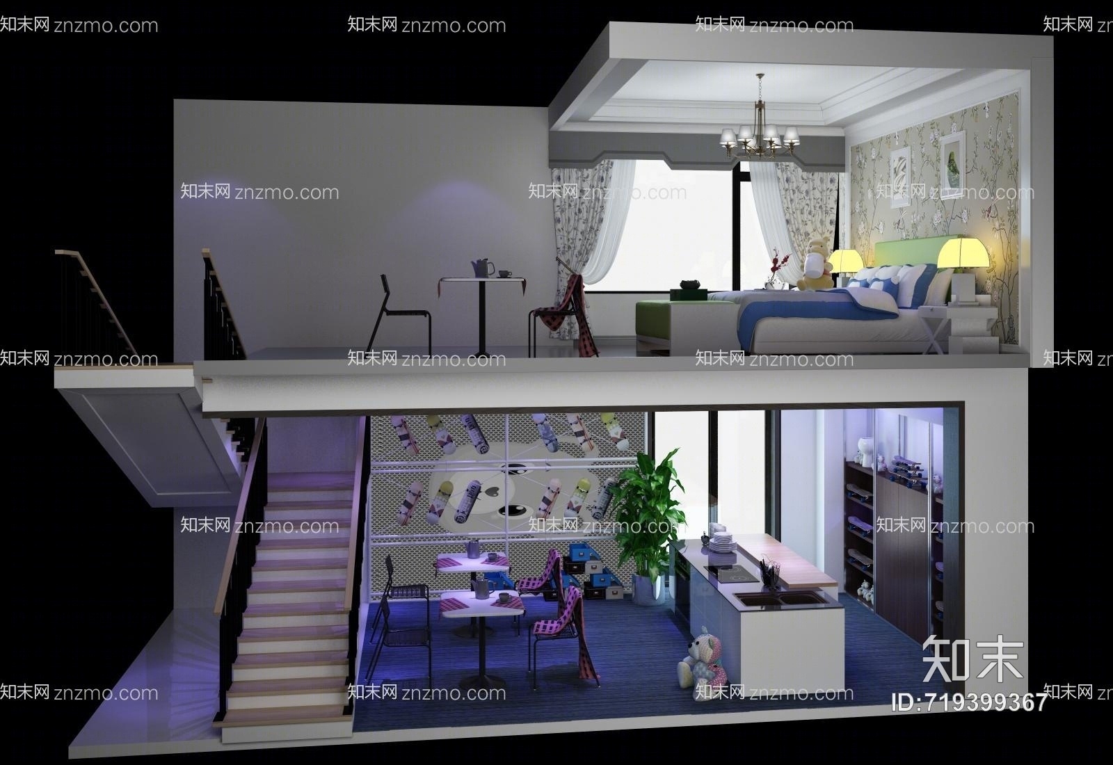 传统美式橱窗3D模型下载【ID:719399367】