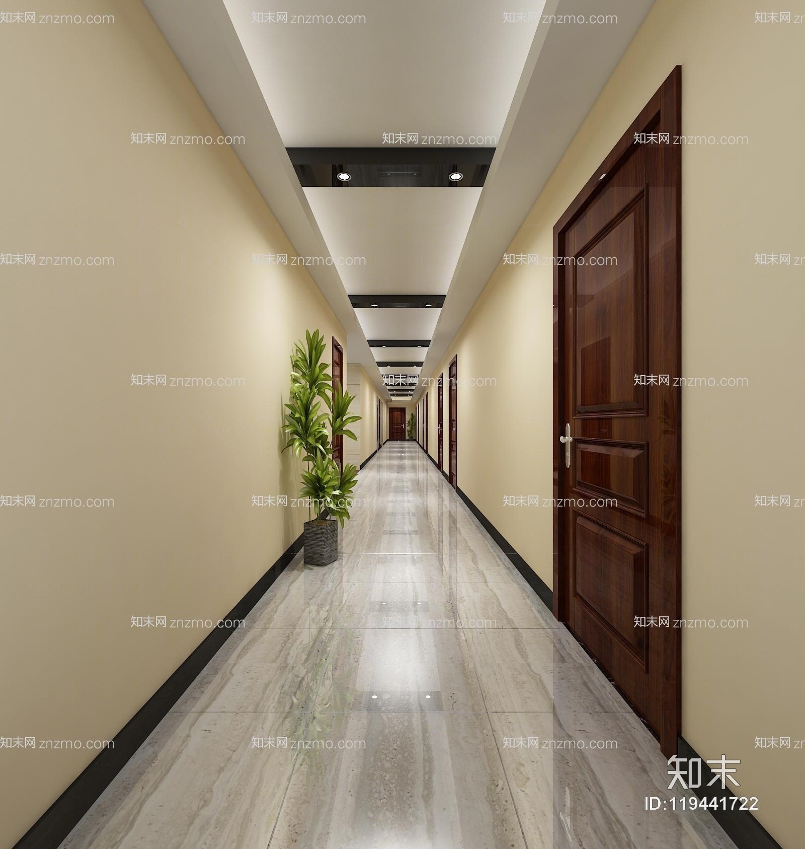 现代的电梯间和过道3D模型下载【ID:119441722】