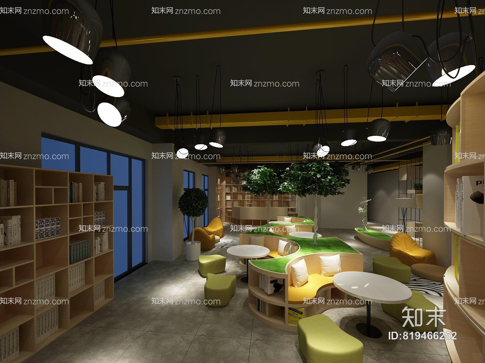 现代图书馆阅览区3D模型下载【ID:819466252】