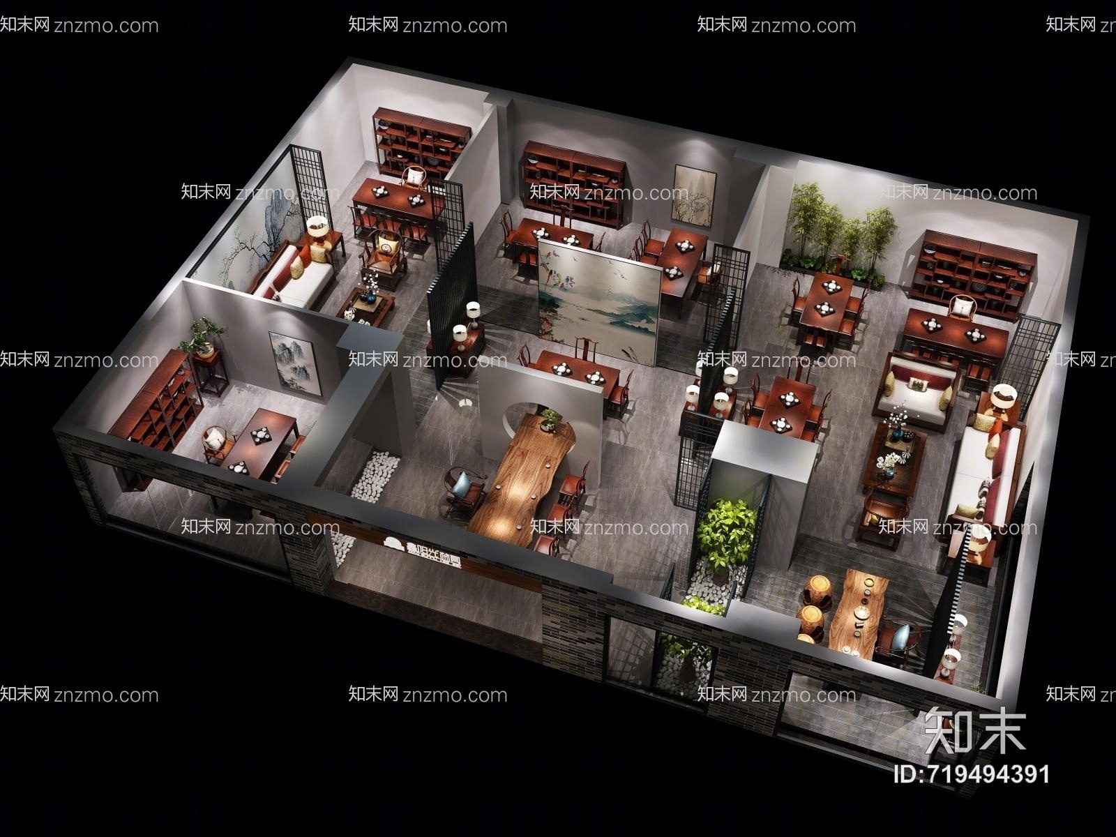 传统中式家具展厅3D模型下载【ID:719494391】