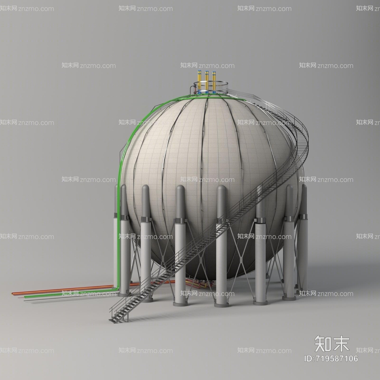 工业储气罐储存罐3D模型下载【ID:719587106】