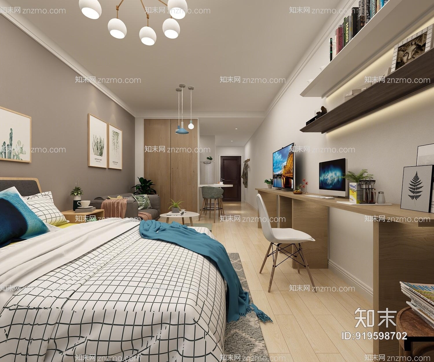 北欧单身公寓3D模型下载【ID:919598702】