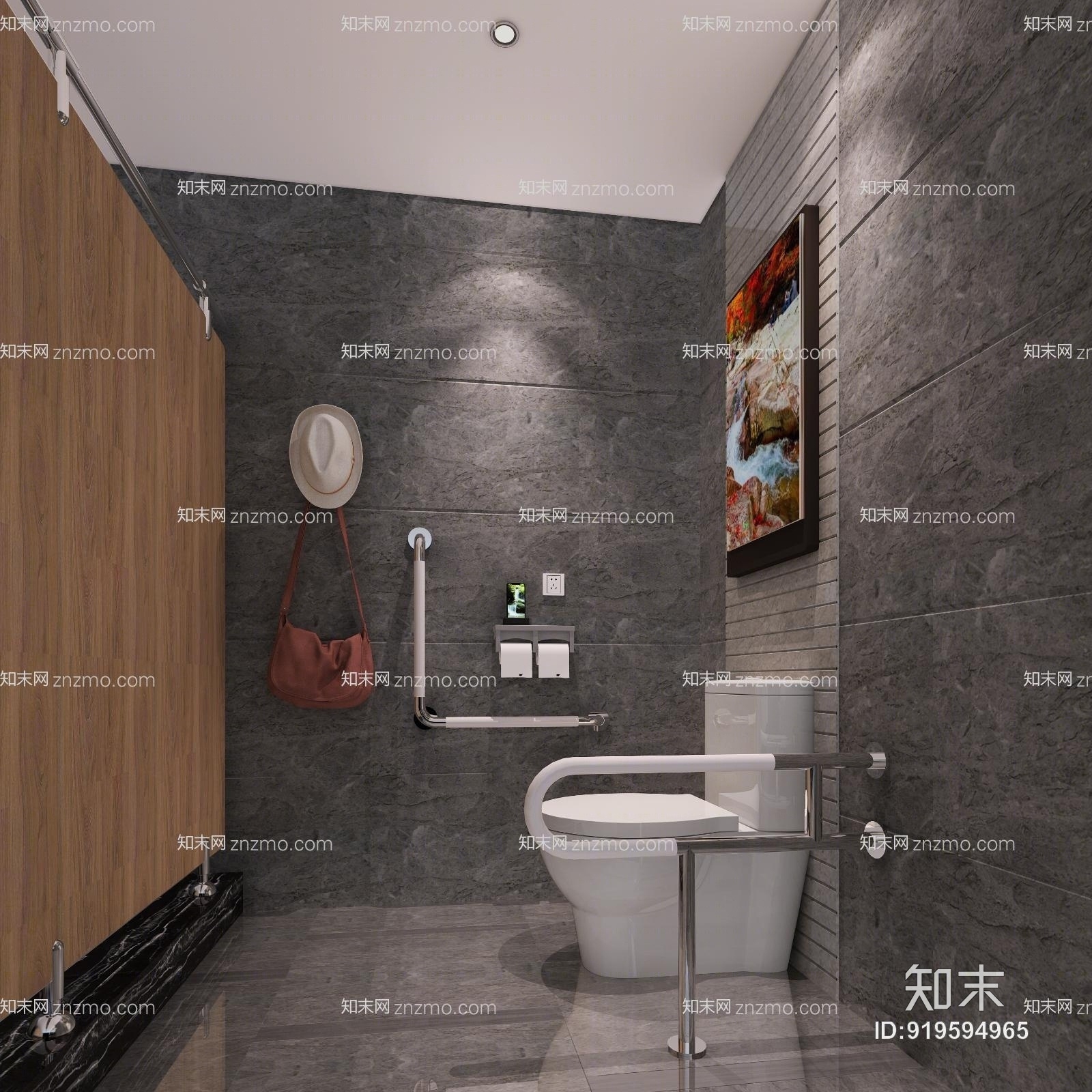 现代公共卫生间残疾人蹲位3D模型下载【ID:919594965】