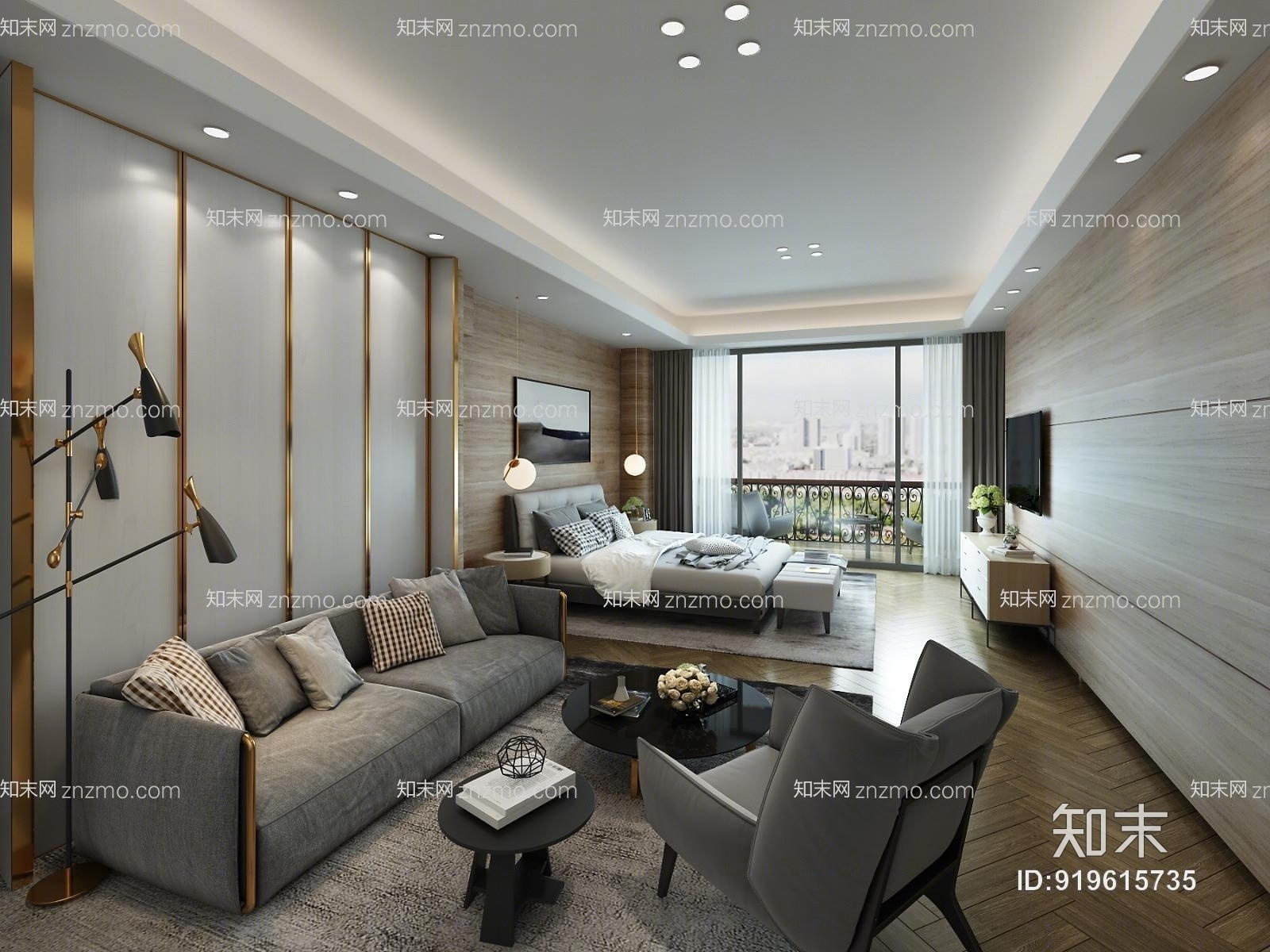 北欧单身公寓3D模型下载【ID:919615735】