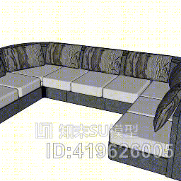现代U形沙发SU模型下载【ID:419626005】