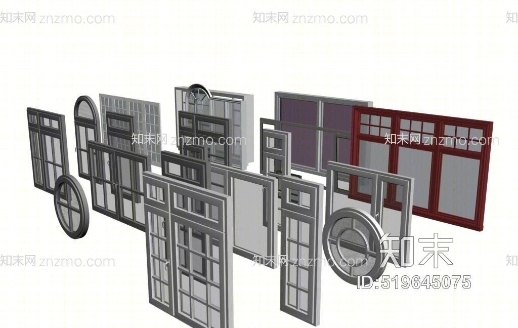 现代窗户模型3D模型下载【ID:519645075】