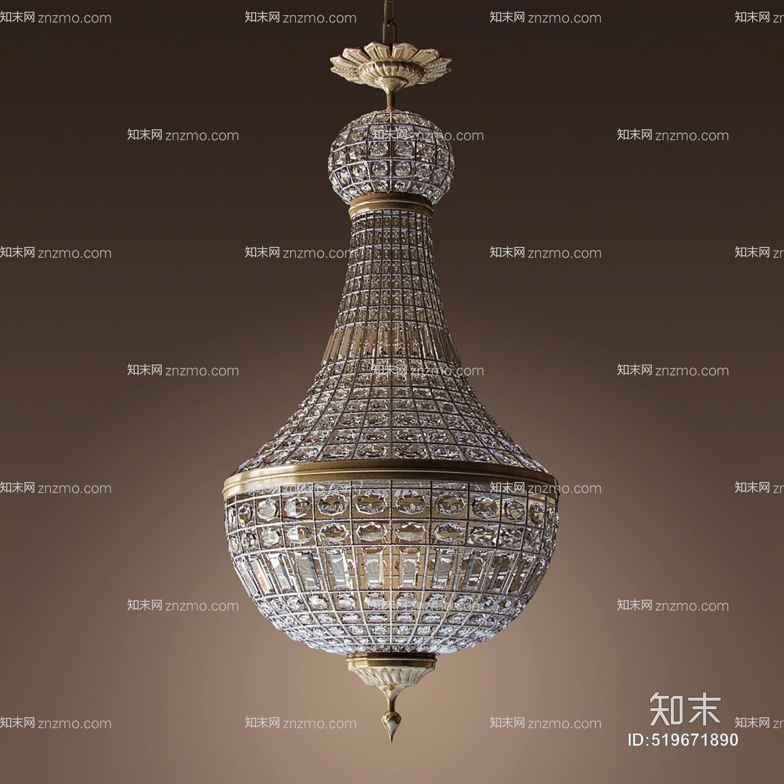 古典欧式水晶吊灯3D模型下载【ID:519671890】_知末3d模型网