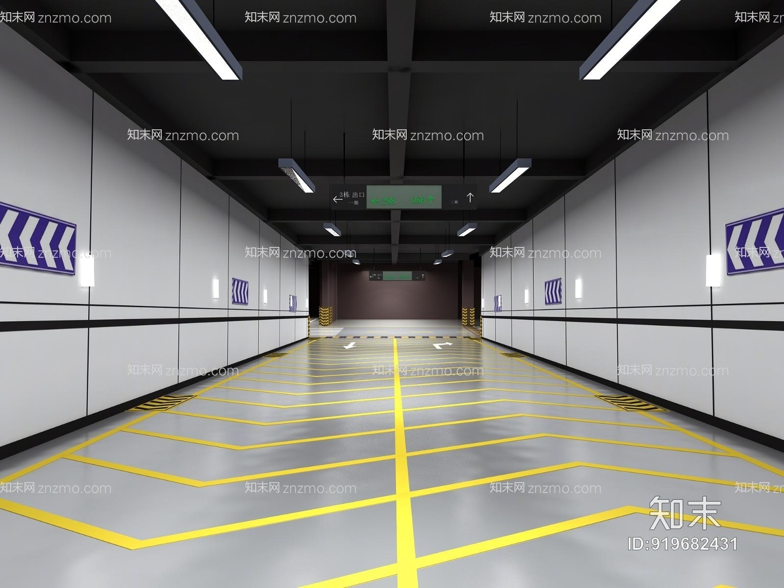 工装地下车库3D模型下载【ID:919682431】