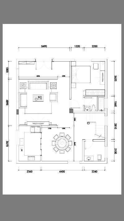 全套+客厅+餐厅+厨房+卧室+洗手间平面里面cad施工图下载【ID:519675617】