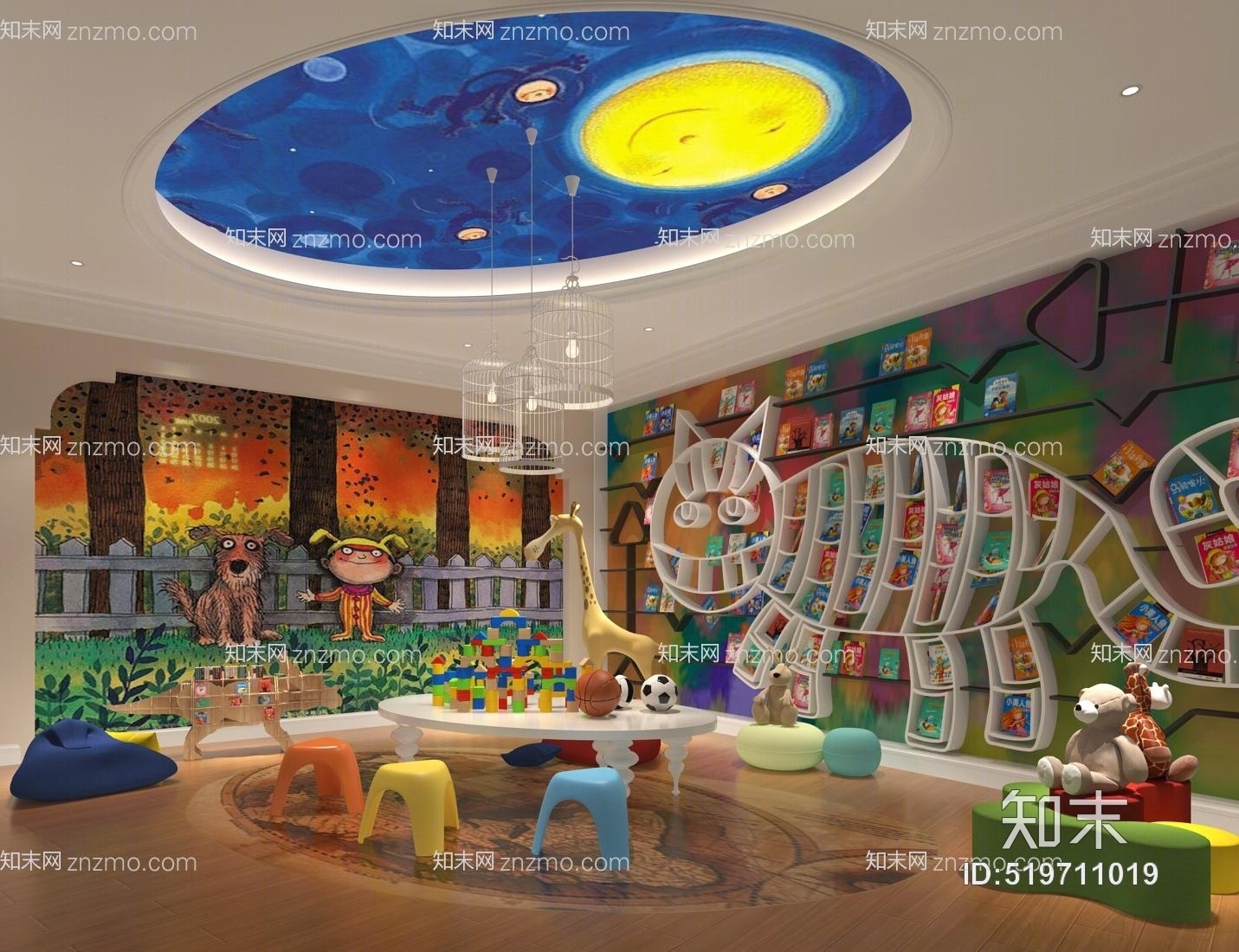 现代幼儿园活动室3D模型下载【ID:519711019】