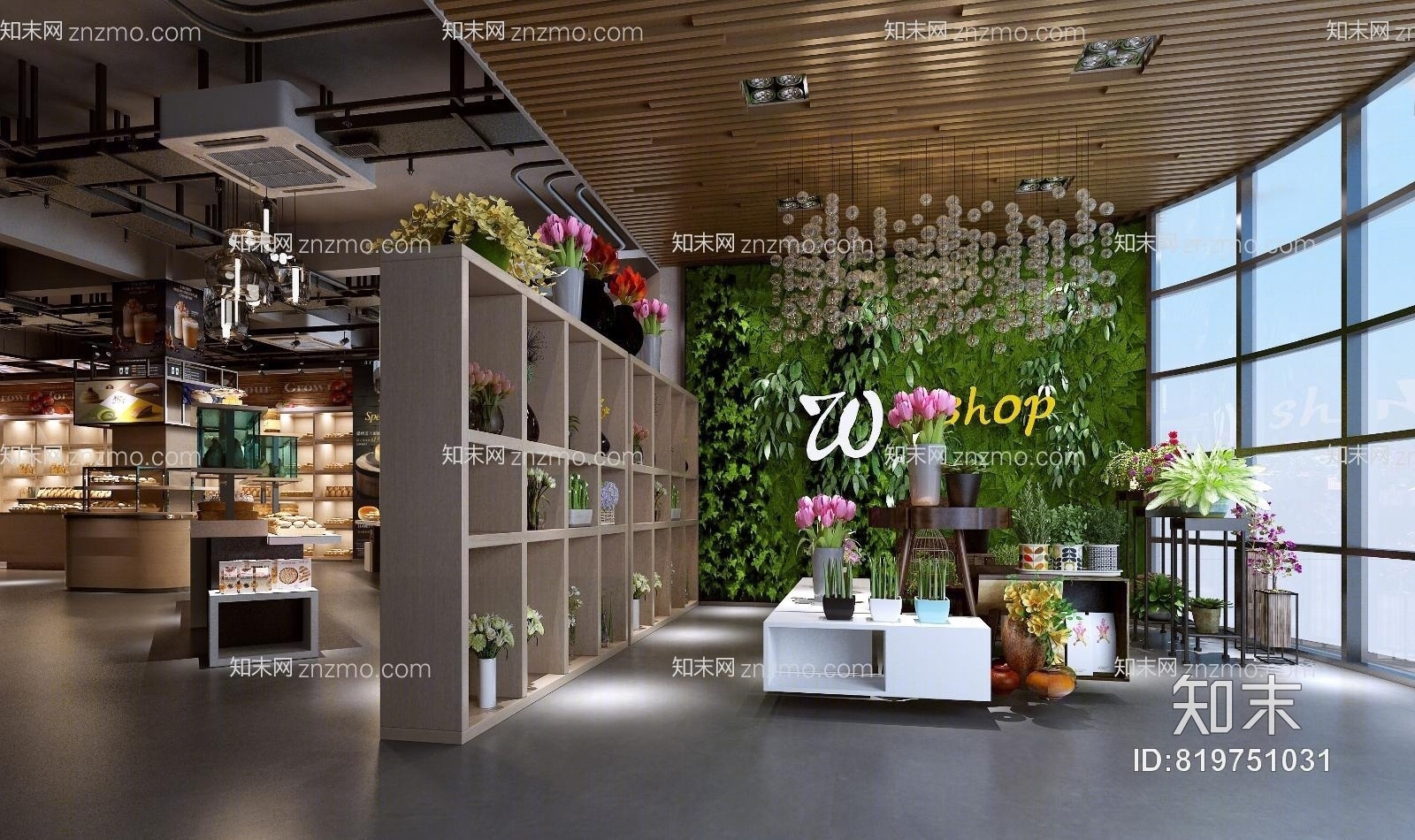 工业风面包店盆栽植物3D模型下载【ID:819751031】