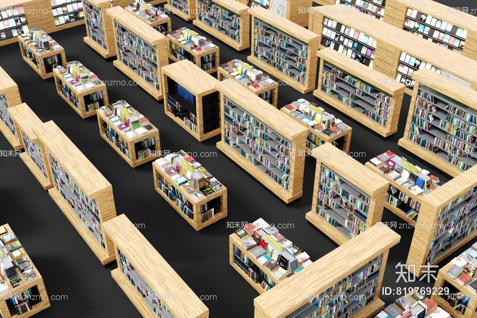 书柜3D模型下载【ID:819769229】