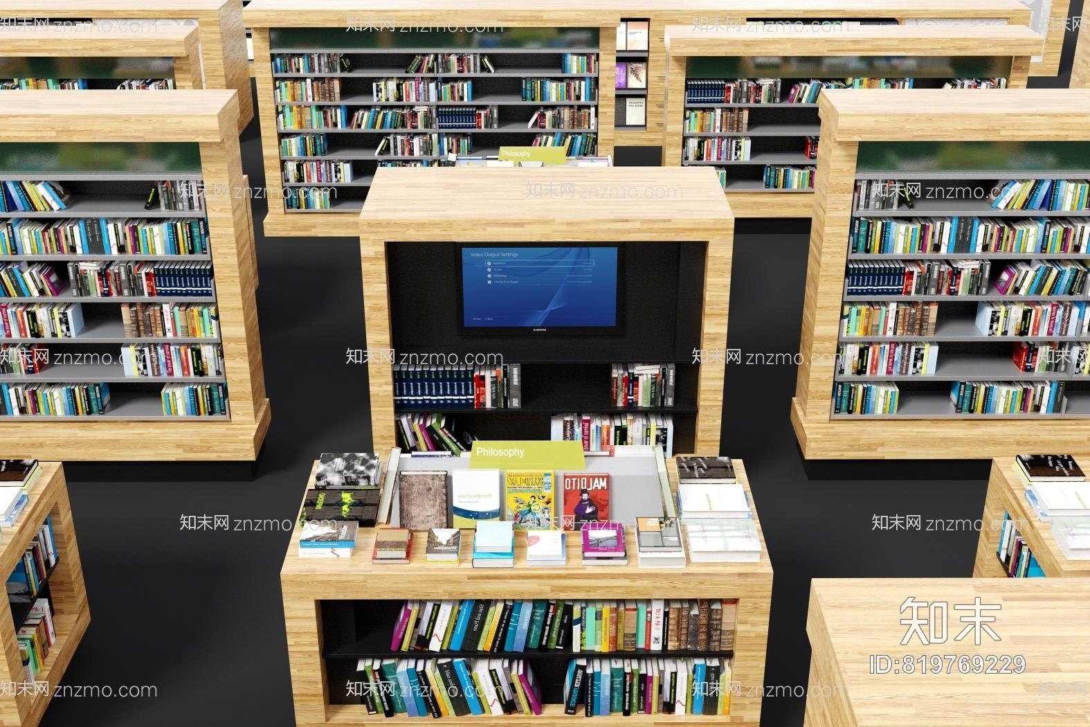 书柜3D模型下载【ID:819769229】