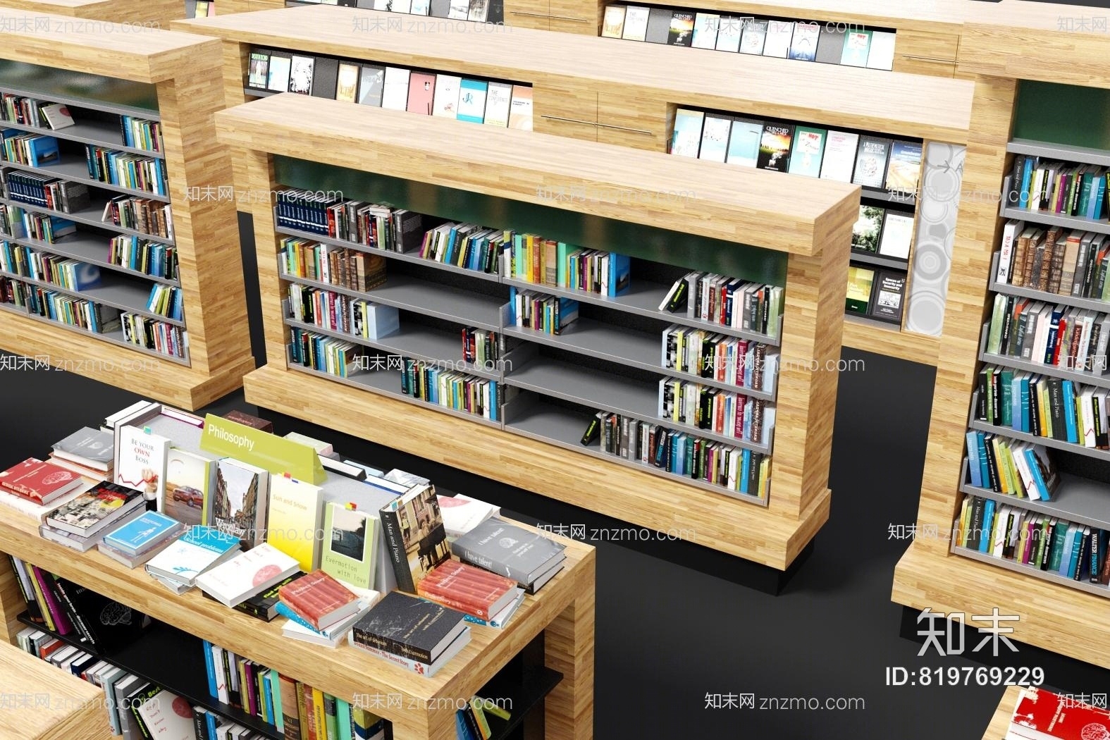 书柜3D模型下载【ID:819769229】