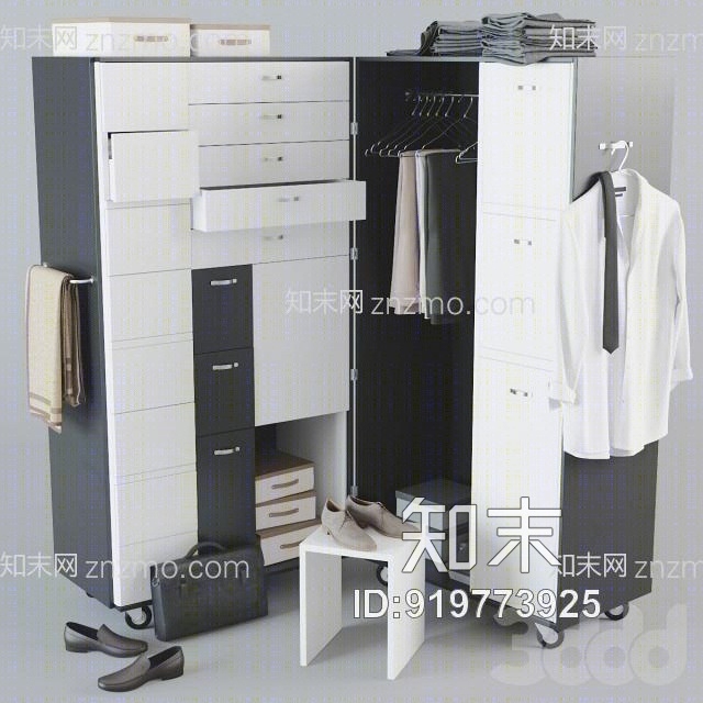 衣柜衣服衣帽柜3D模型下载【ID:919773925】
