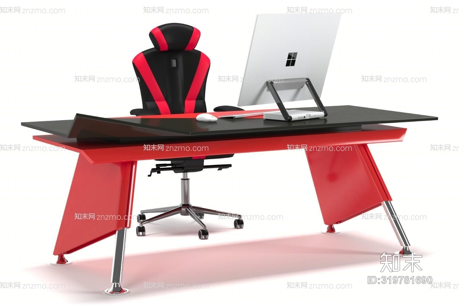 电竞桌子椅子电脑组合3D模型下载【ID:319781690】