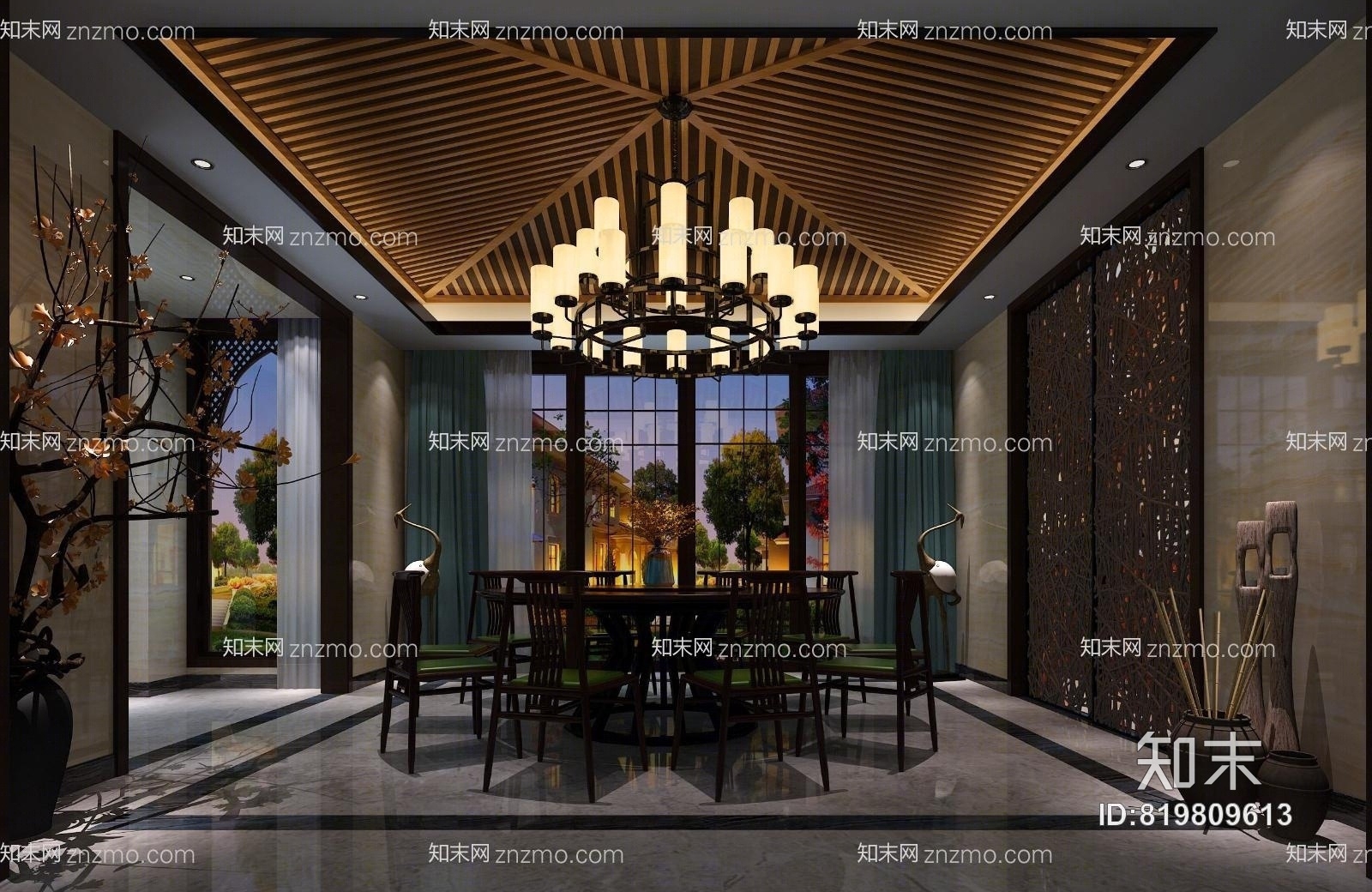 云南东南亚风格中餐厅3D模型下载【ID:819809613】