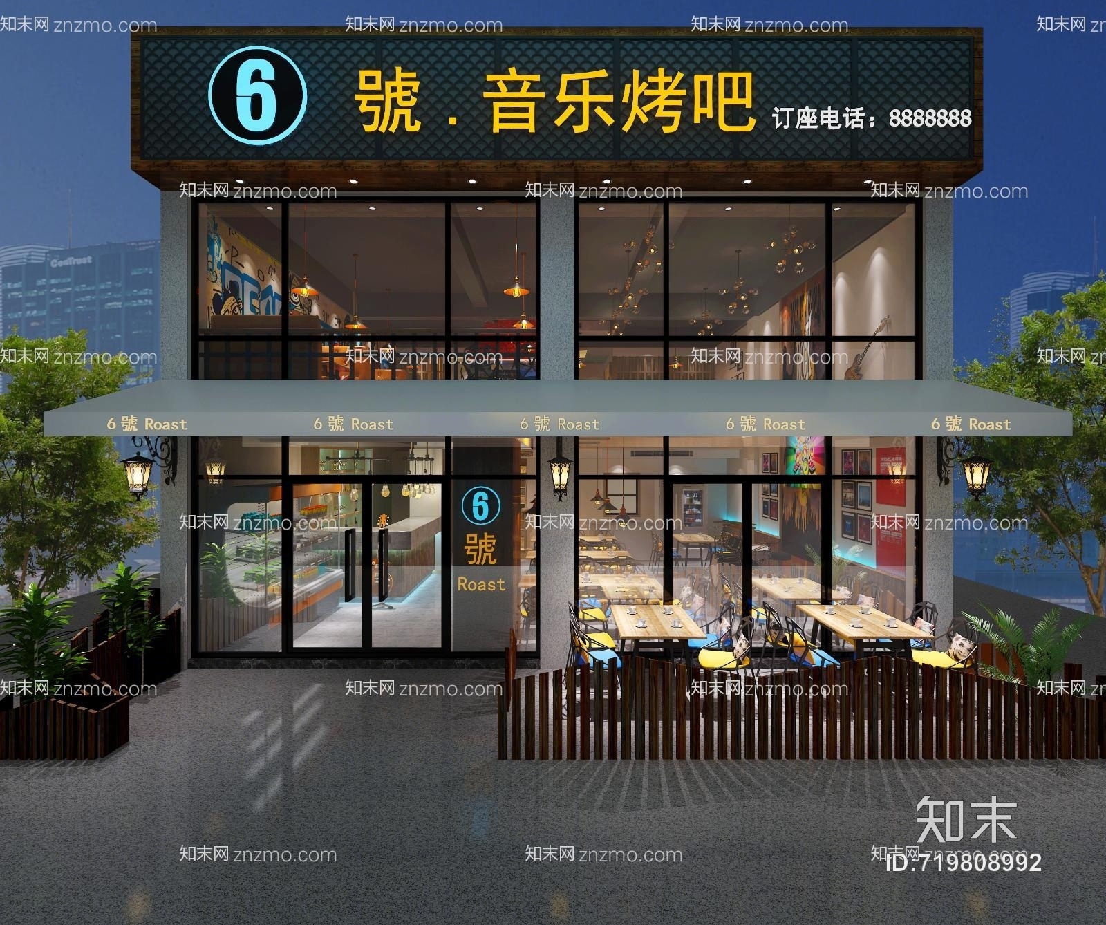 工业风西餐厅3D模型下载【ID:719808992】