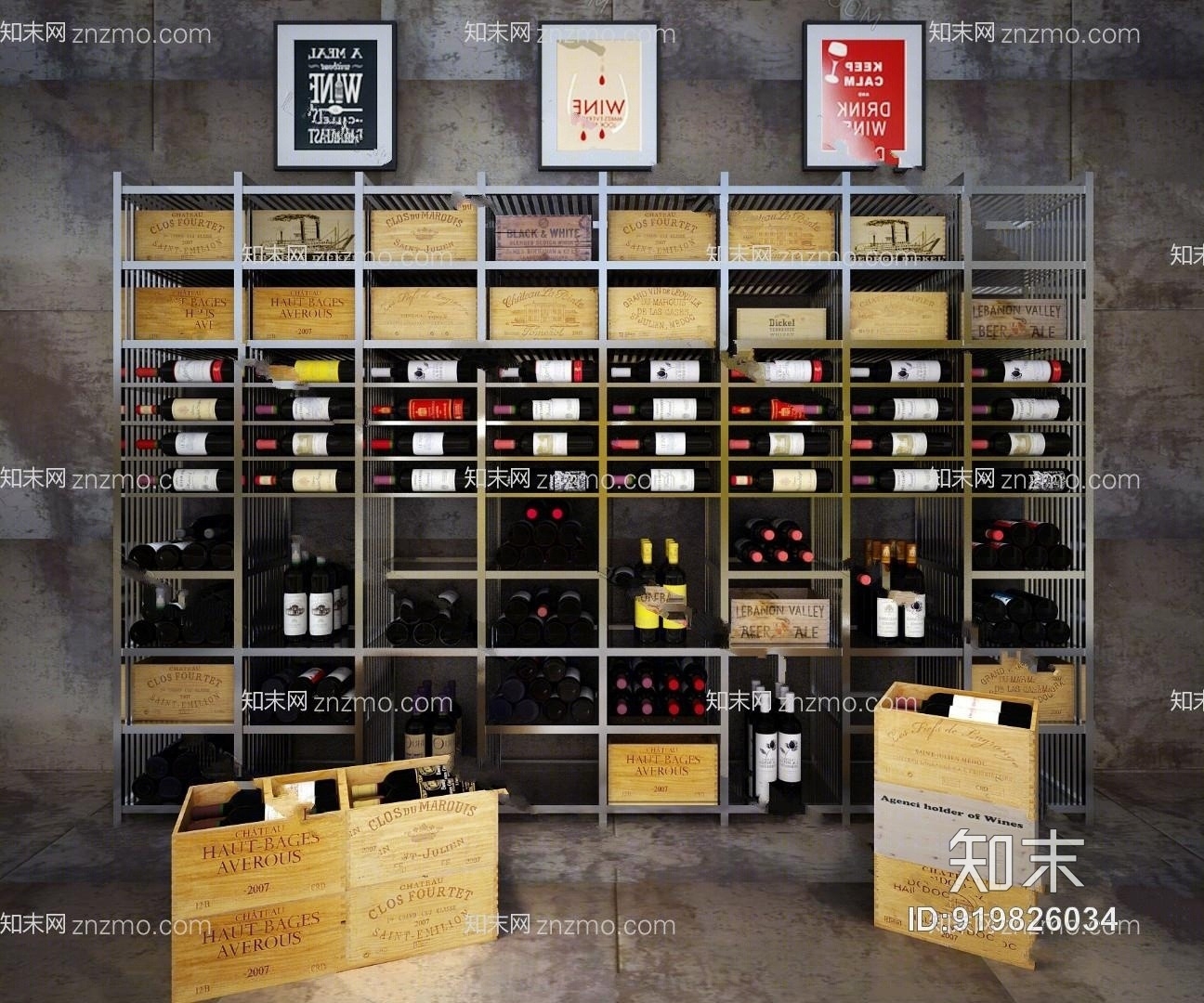 工业风酒柜模型3D模型下载【ID:919826034】