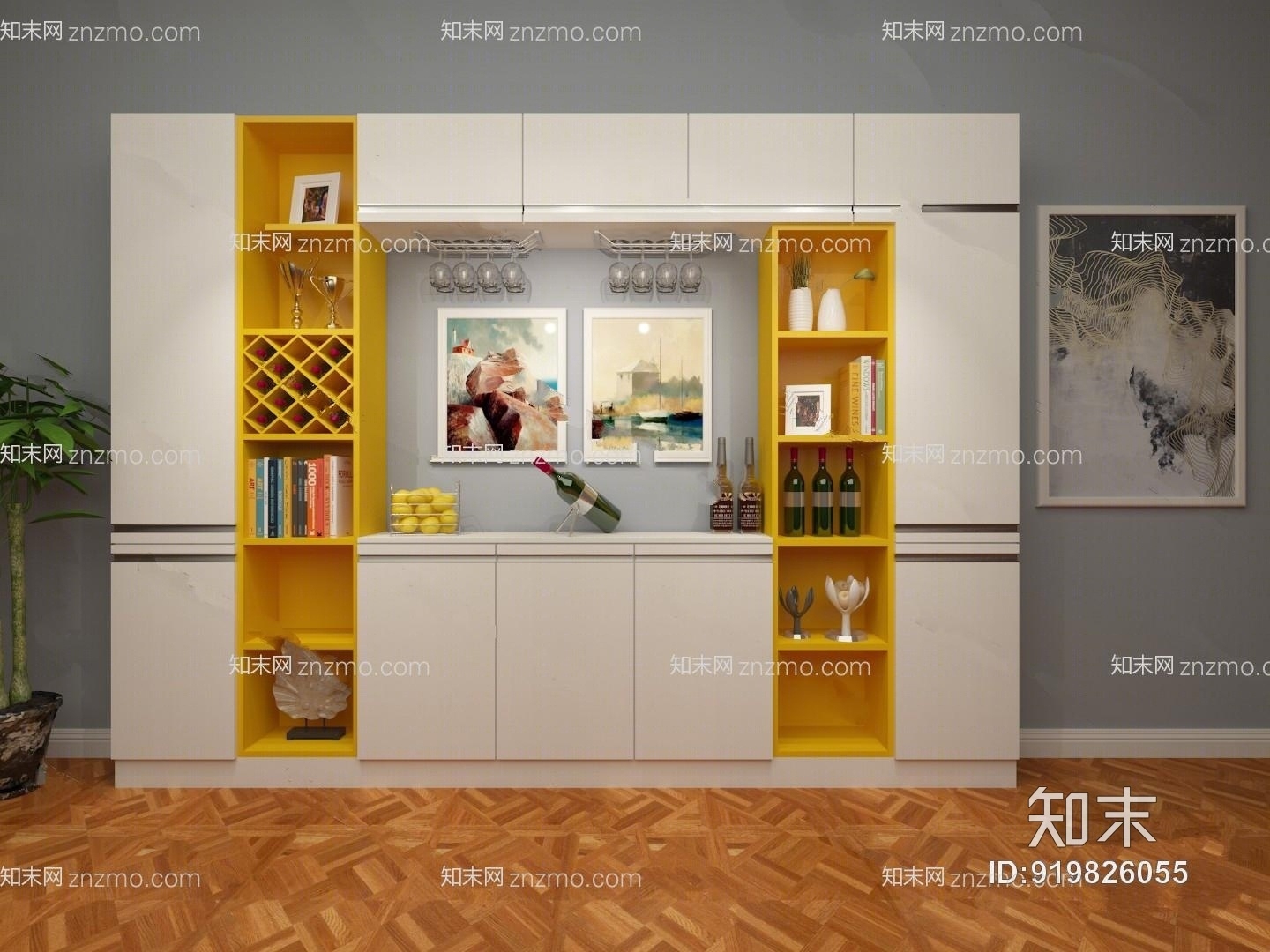 现代酒柜模型3D模型下载【ID:919826055】