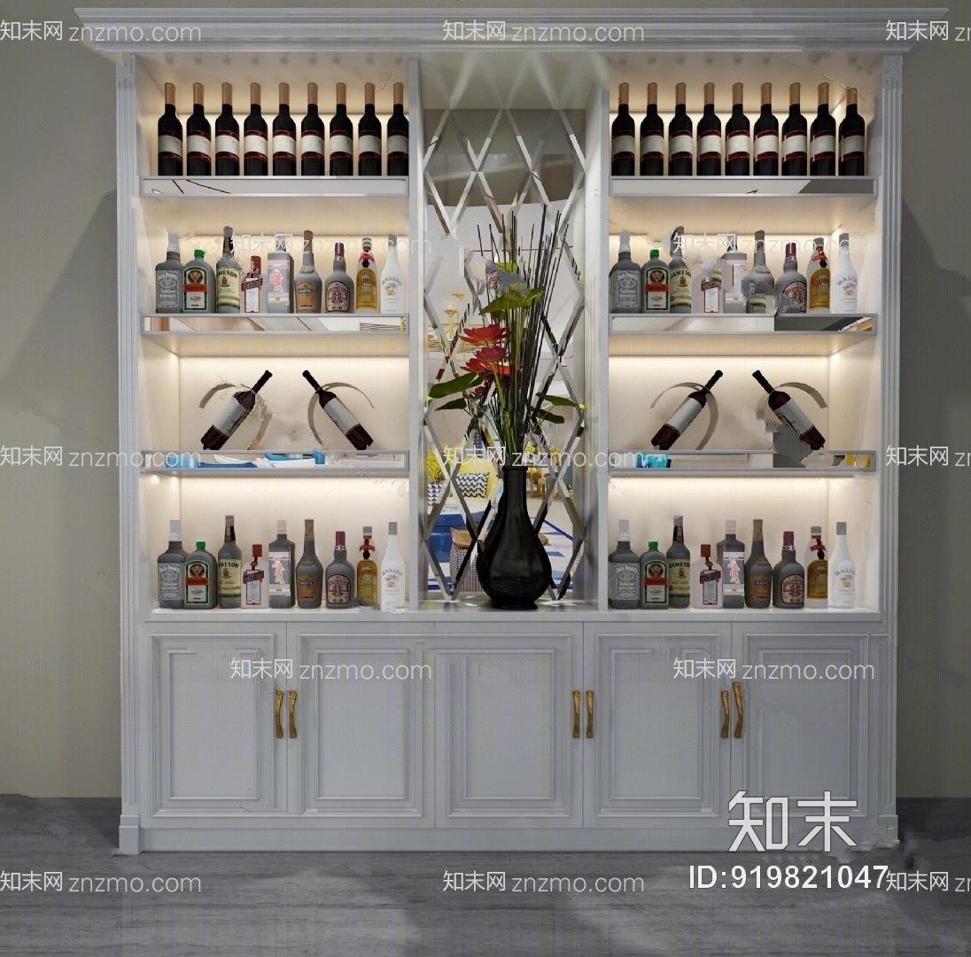 欧式酒柜模型3D模型下载【ID:919821047】