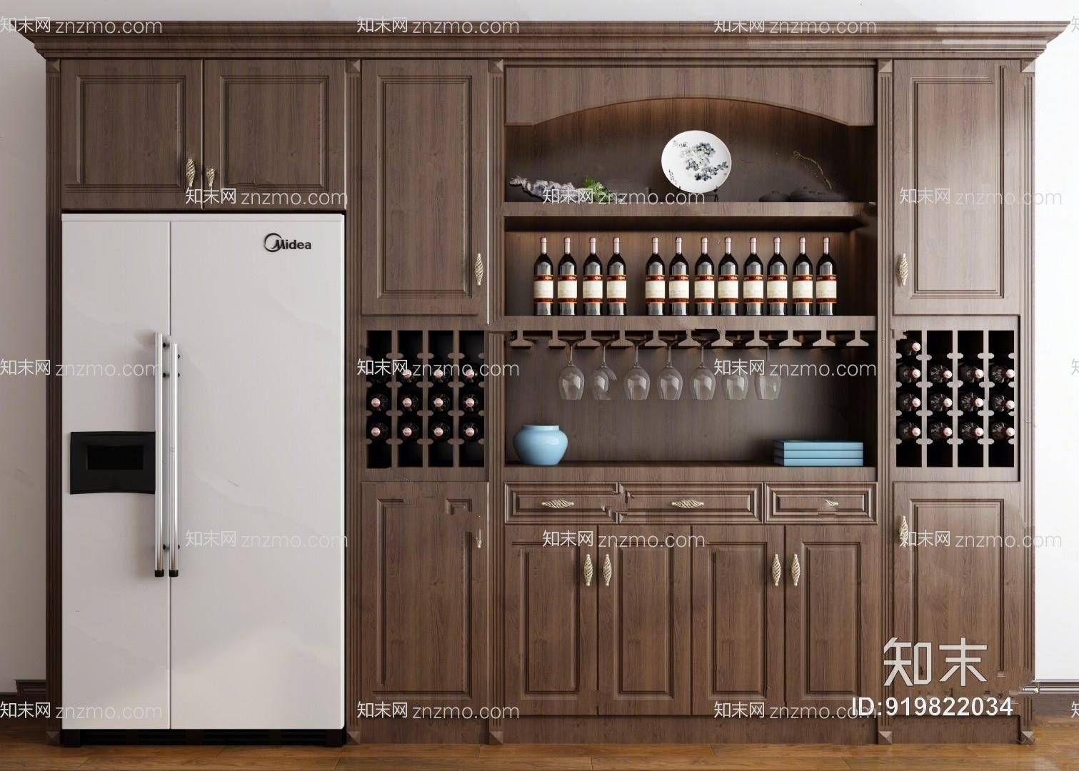 欧式酒柜模型3D模型下载【ID:919822034】