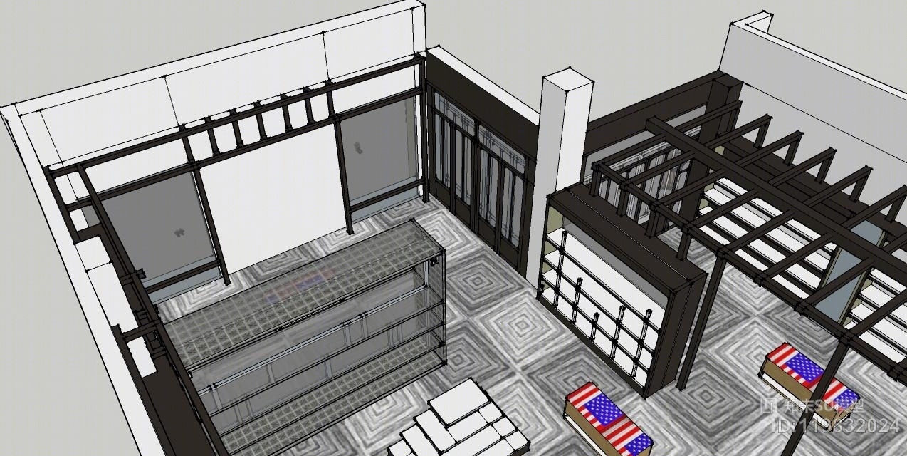 现代中式展示设计商场鞋店SU模型下载【ID:119832024】