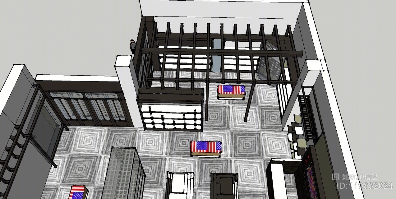 现代中式展示设计商场鞋店SU模型下载【ID:119832024】