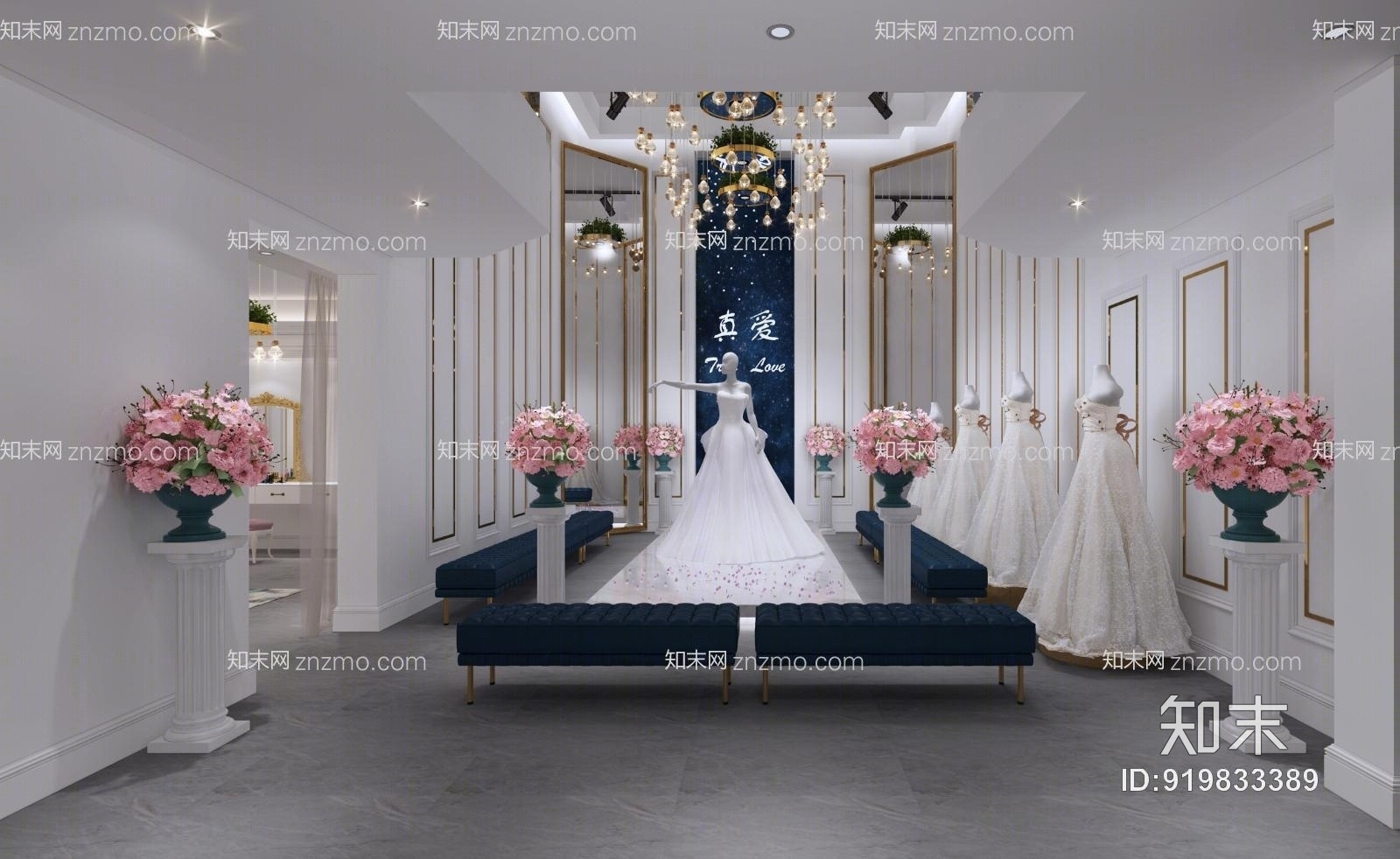 T台秀婚纱展示3D模型下载【ID:919833389】