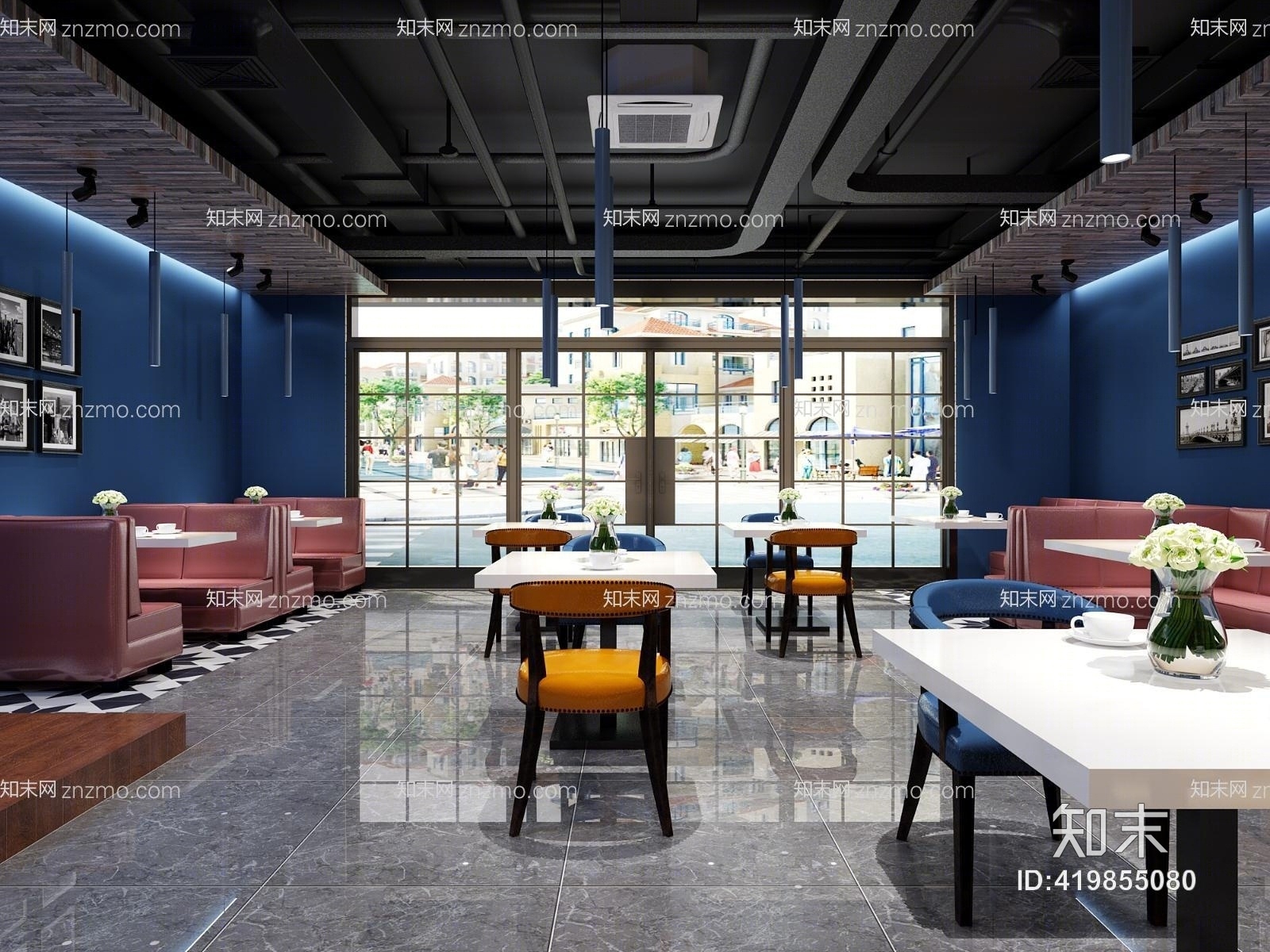 工业风酒吧餐厅3D模型下载【ID:419855080】